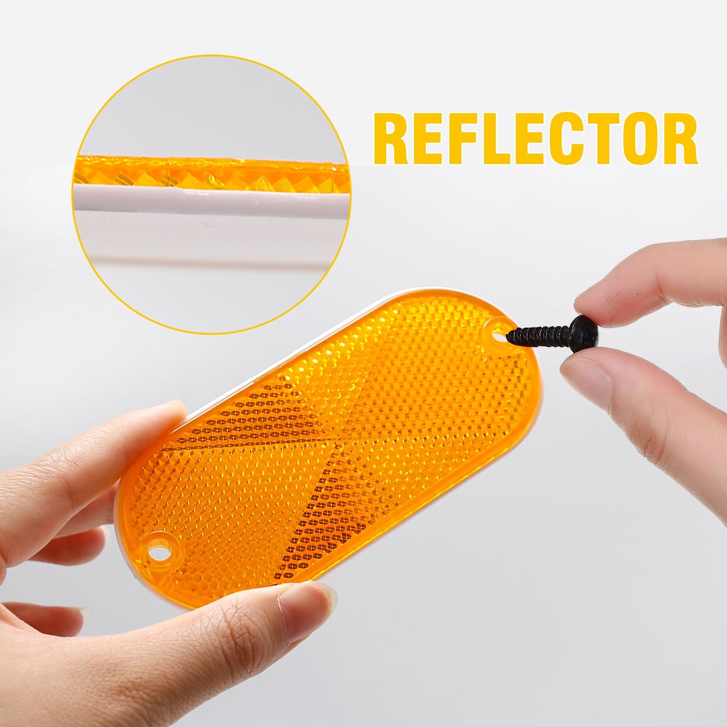 ZUDKSUY - Paquete de 10 reflectores delanteros ovalados reflectores para buzón de correo, para remolques, entradas, puertas, coches, barcos, reflectores de poste de seguridad con agujeros de montaje
