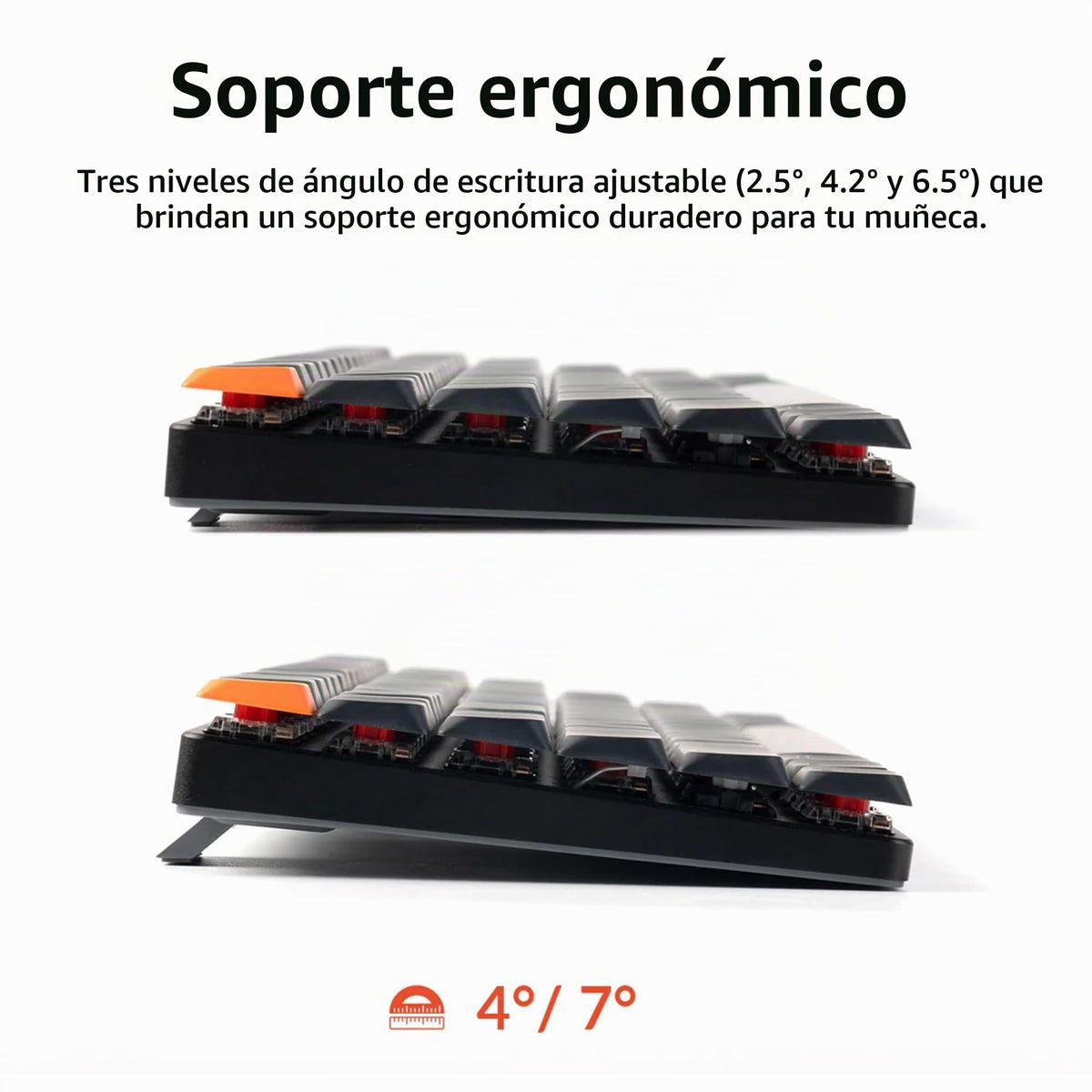 Teclado Mecánico Keychron K3 Ultradelgado Rojo Hot-Swappable 75% con Retroiluminación LED RGB Recargable Bluetooth Mac/Windows Versión 3