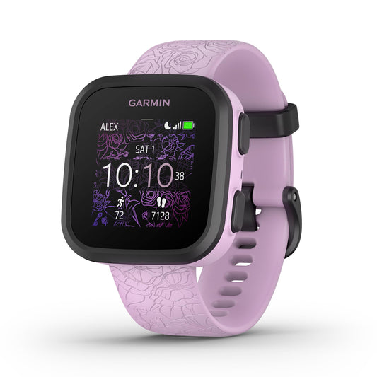 Reloj Inteligente Garmin Lila Flores con Mensajes y Seguimiento para Niños