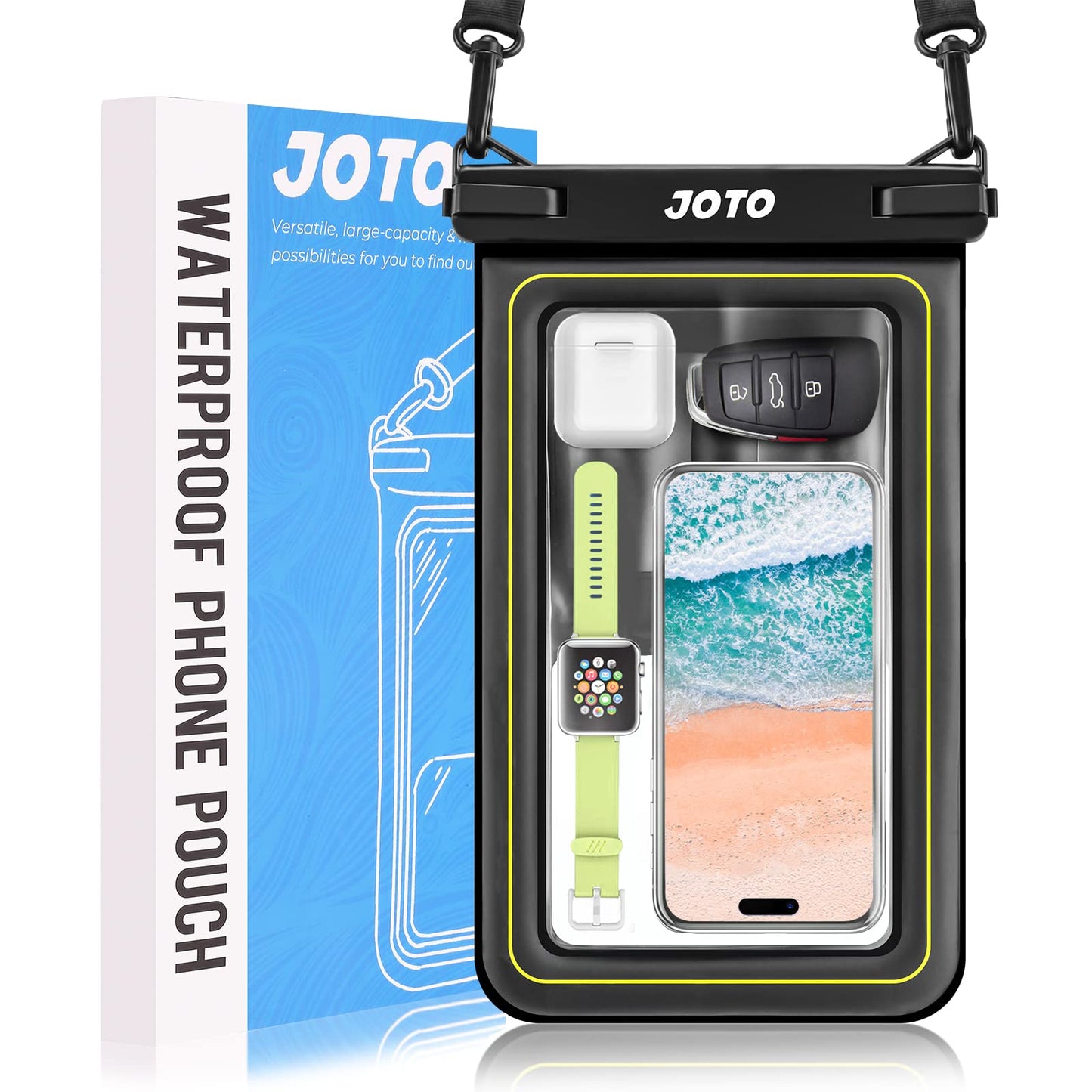 Bolsa Seca JOTO Negro Impermeable IP68 para iPhone y Galaxy Móvil hasta 10 Pulgadas