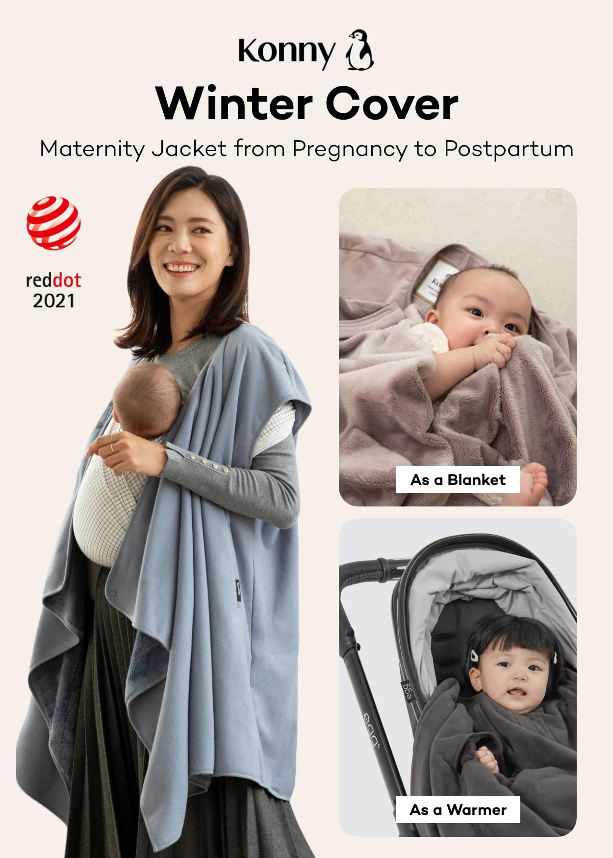 Konny - Funda de invierno para bebé, chamarra de forro polar para mujer, chamarra de maternidad, chaleco con capucha (azul cielo, talla grande)
