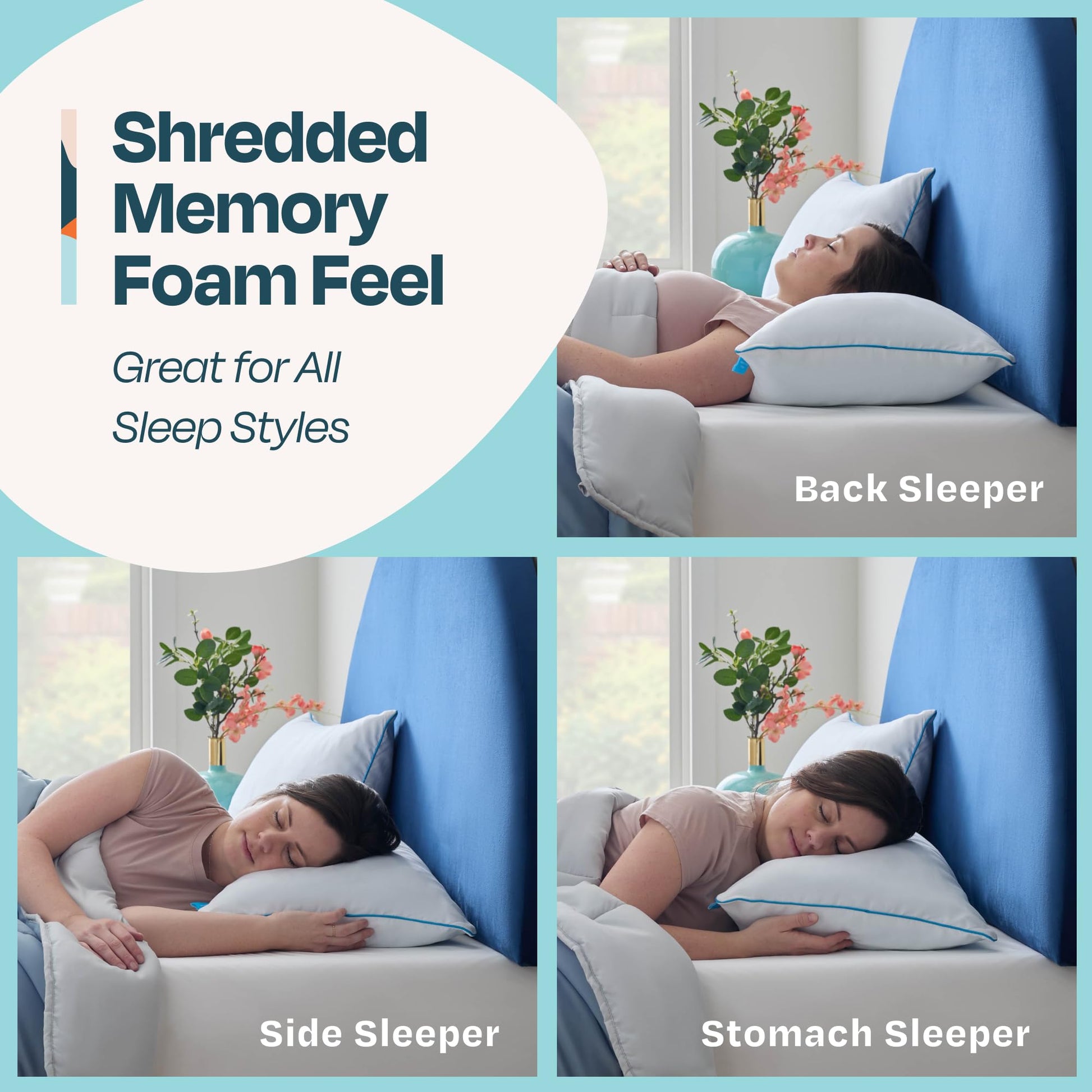 Linenspa - Almohadas 2 Pack Tamaño Estándar - Memory Foam con Gel Refrescante en Trozos - Se Moldea a tu Gusto - Ideal para Dormir de Lado, Boca Arriba o Boca Abajo