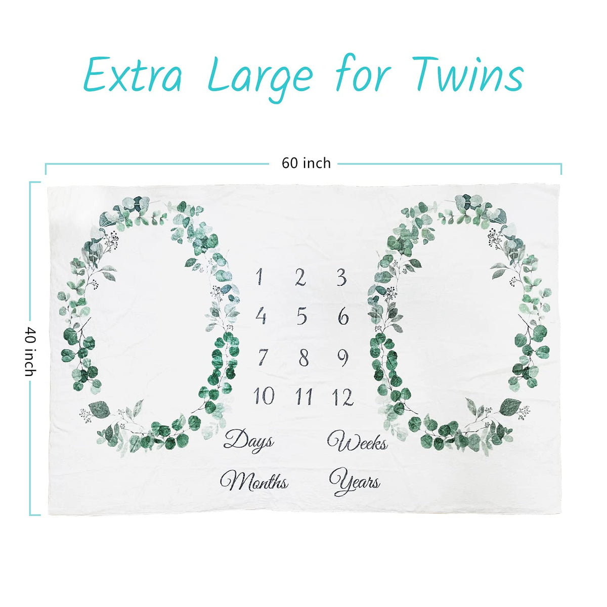 Vlokup - Manta para bebé con diseño de hito para niños y niñas, manta de franela de primera calidad para fotografía de fondo, corona neutra de hoja verde bohemia..