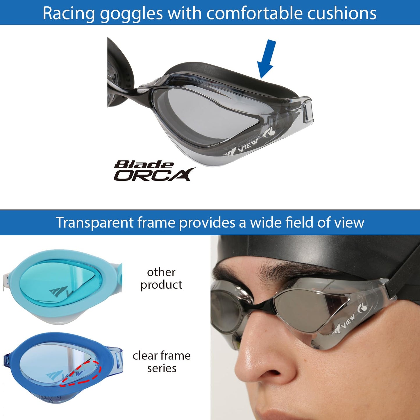 Anteojos de Natación VIEW Blade Orca SWIPE ahumado Racing