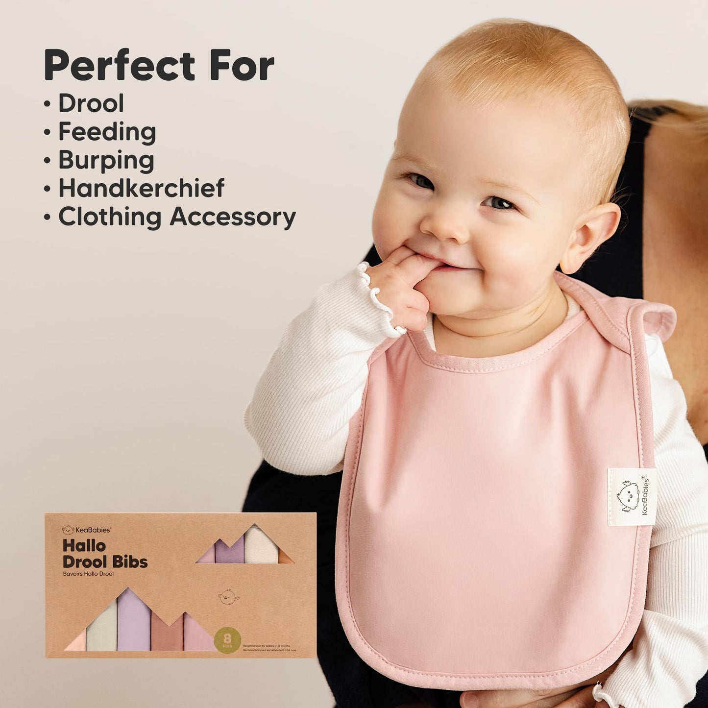 KeaBabies - Paquete de 8 baberos para bebés para niños y niñas, baberos sin botones para la dentición, bebé niña y niño pequeño, recién nacido, suave y absorbente, colores bonitos, cobertura grande