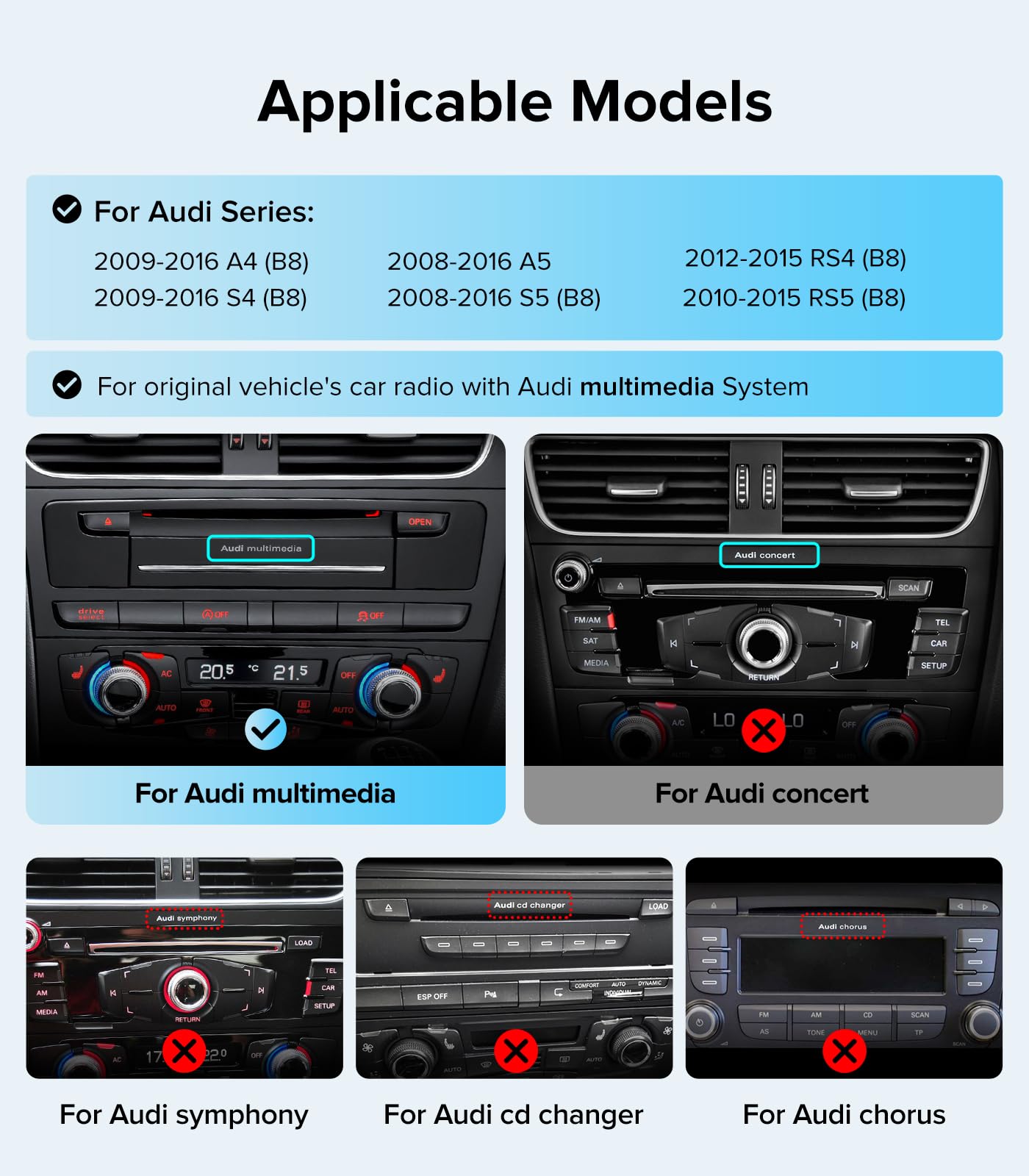 Estéreo de Coche Linux de 10.25" para Audi A4 B8 S4 A5 S5 RS5 (2009-2016) Sistema Multimedia MMI de Audi - Unidad Principal Android Auto CarPlay Inalámbrico, Pantalla Táctil IPS de 1920x720, Conserva