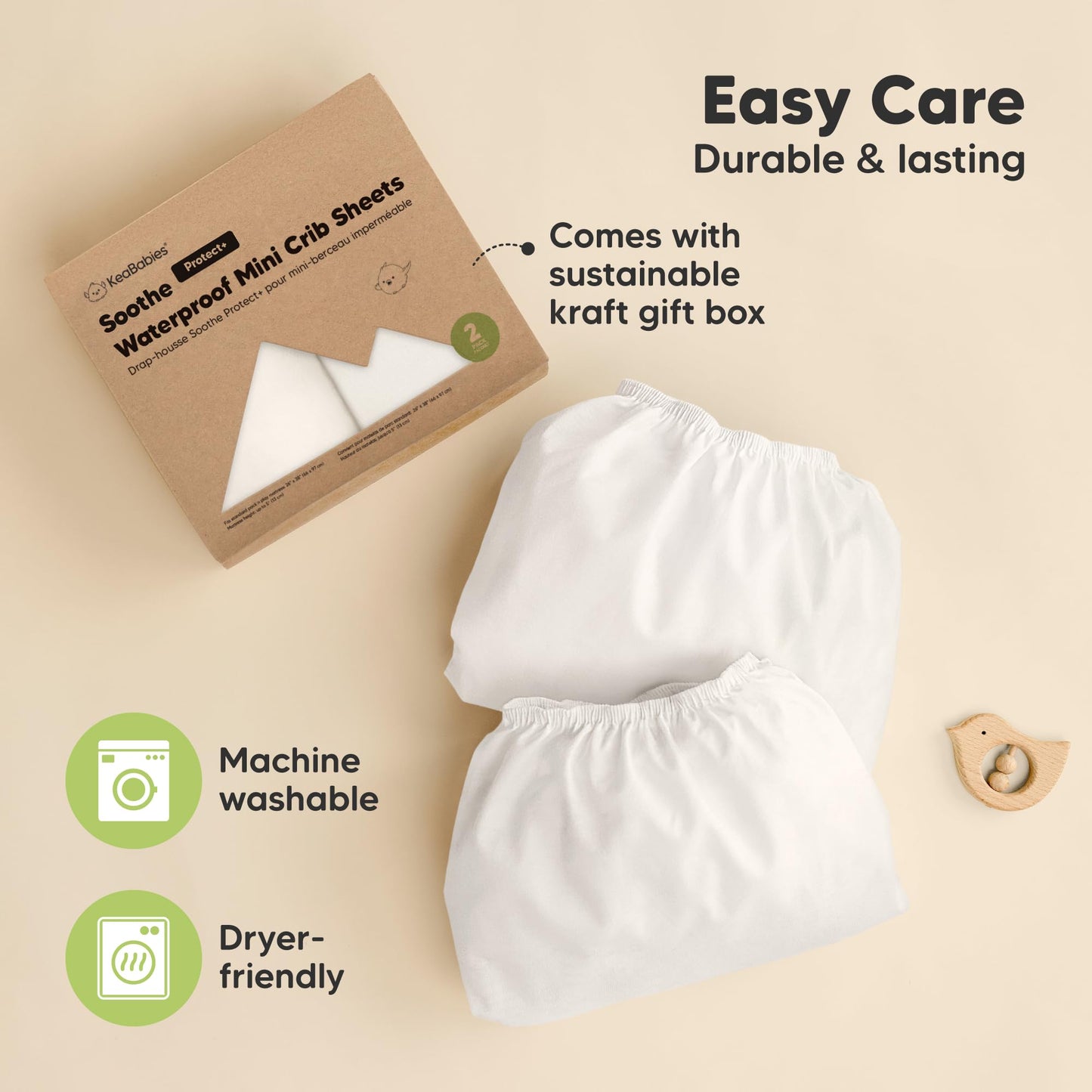 Sábanas ajustables KeaBabies Pack and Play, impermeables - 97x66 Sábanas de mini cuna de algodón orgánico ajustadas para colchón de Pack N Play de Graco, cubierta de colchón de cuna de bebé Playard