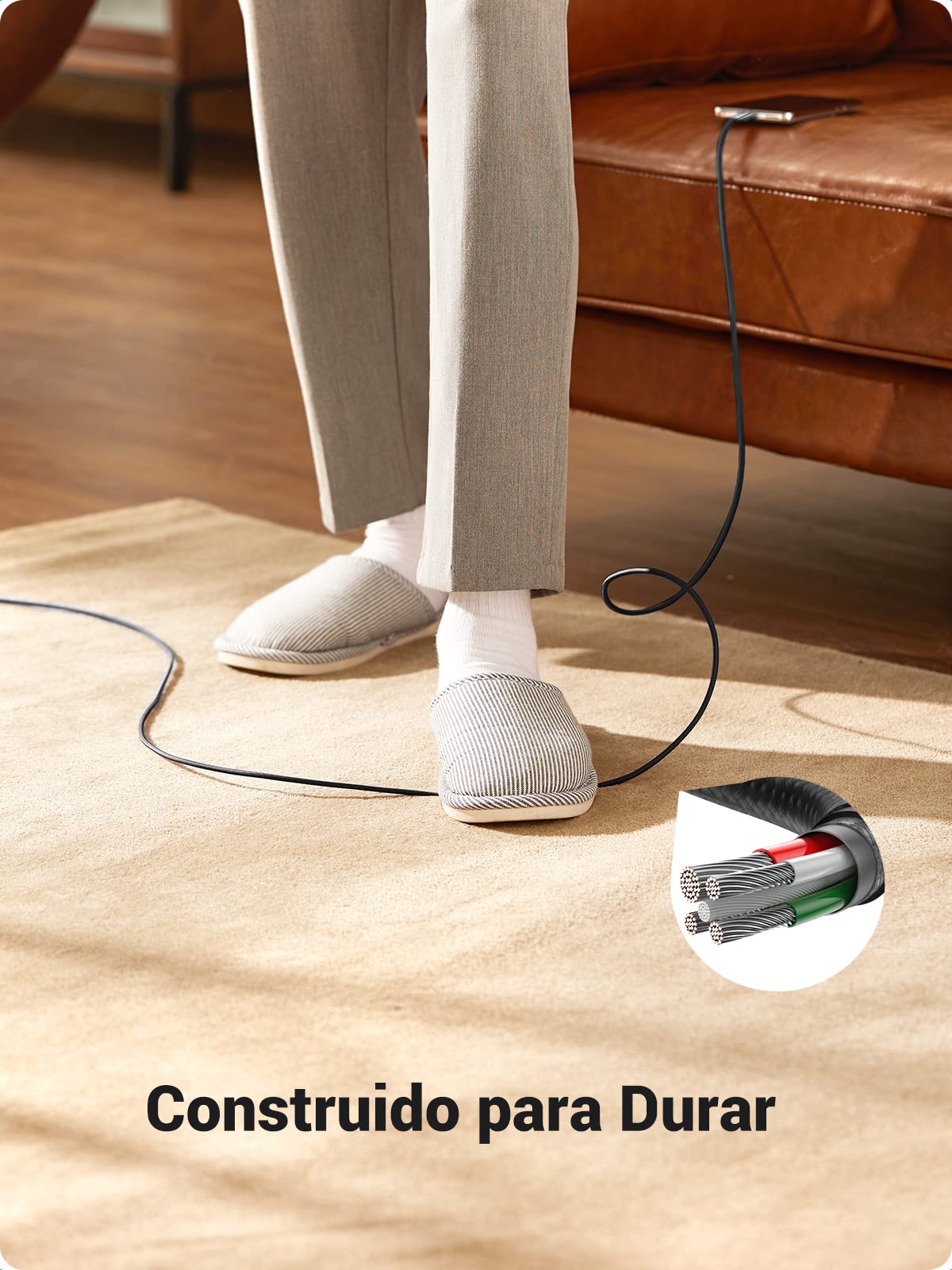 Cable USB C UGREEN 3M Negro Nylon Trenzado Carga Rápida