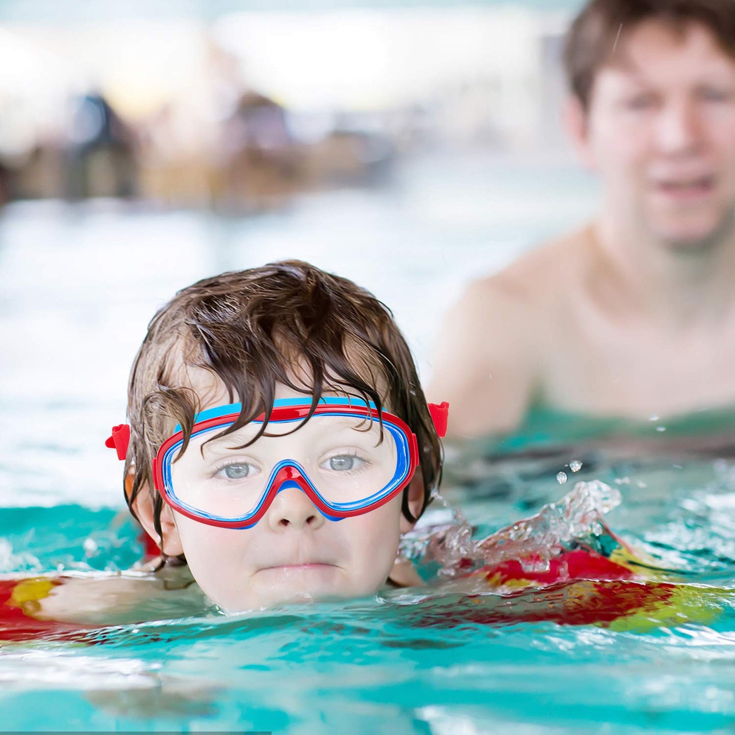 Gafas de Natación Kailimeng Rojo Azul Antiniebla con Protección UV para Niños
