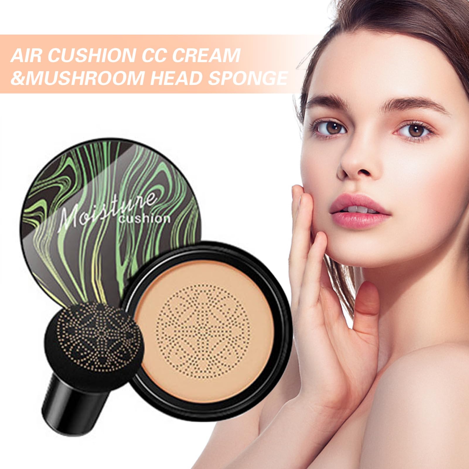 Base de Maquillaje Air Cushion BB Cream CC Cream con Esponja Mushroom Head - Hidratante, Larga Duración y Fácil de Aplicar - Ideal para Maquillaje Desnudo - Maquillaje Brillante.