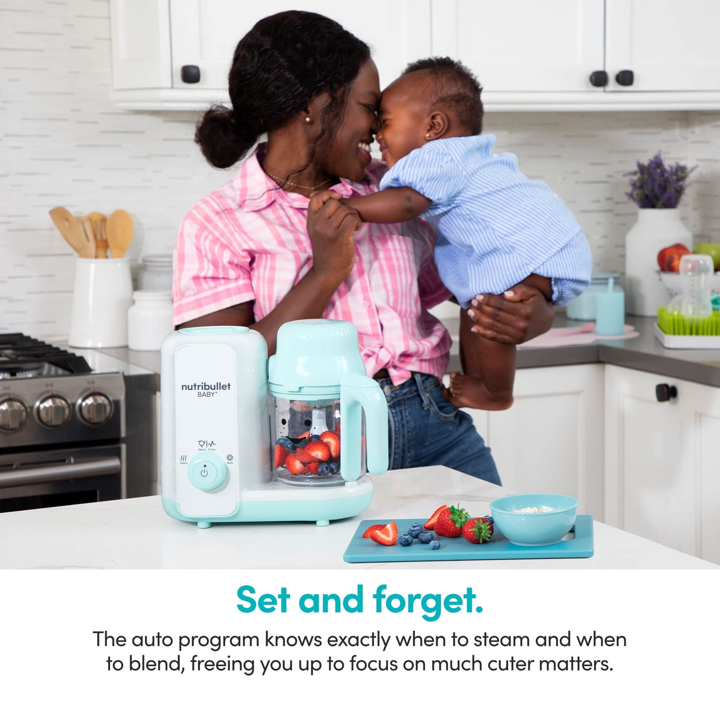 Procesador de Alimentos NutriBullet blanco azul Baby Steam + Blend