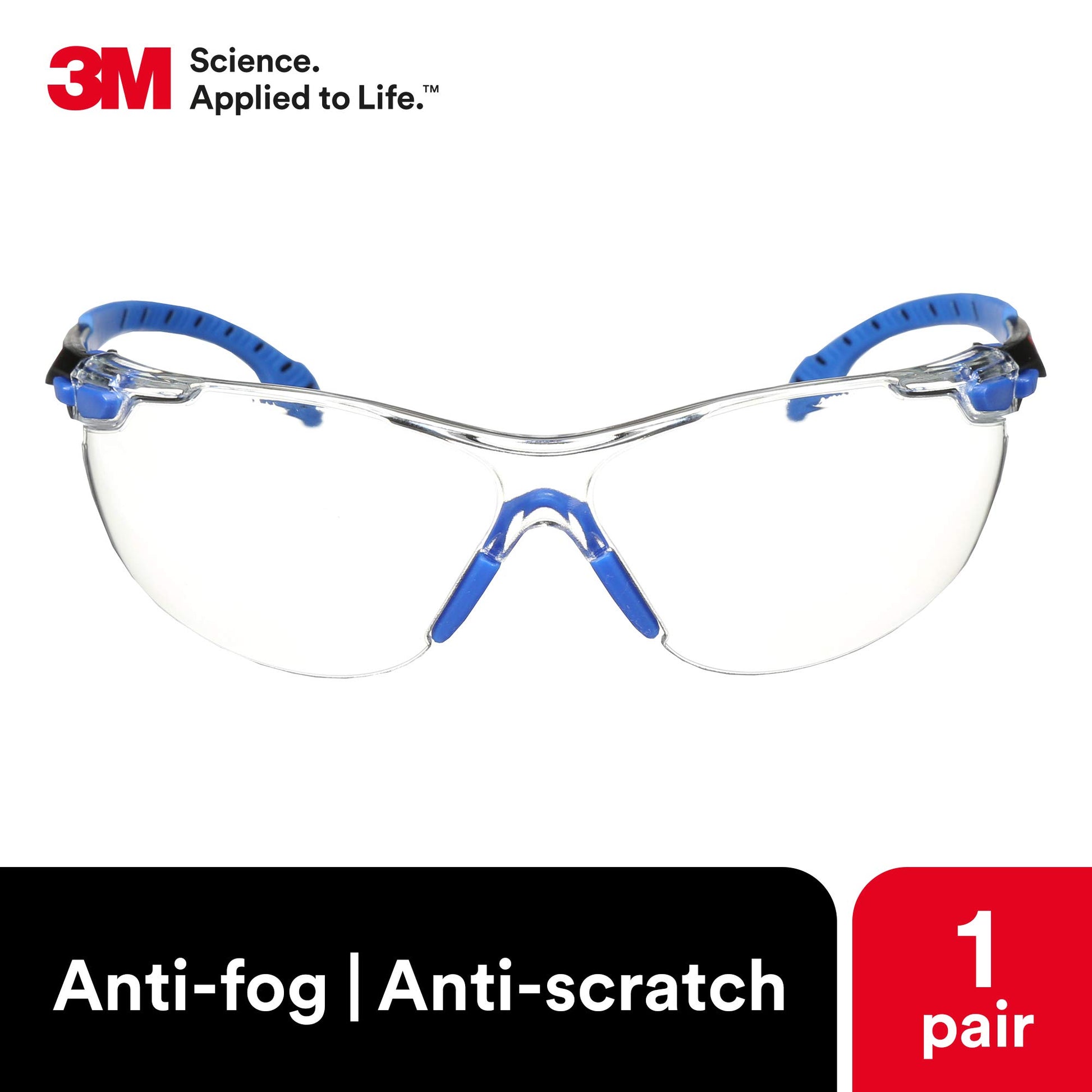 Lentes Protectores 3M Serie 1000 Negro Azul con Revestimiento Antivaho Scotchgard