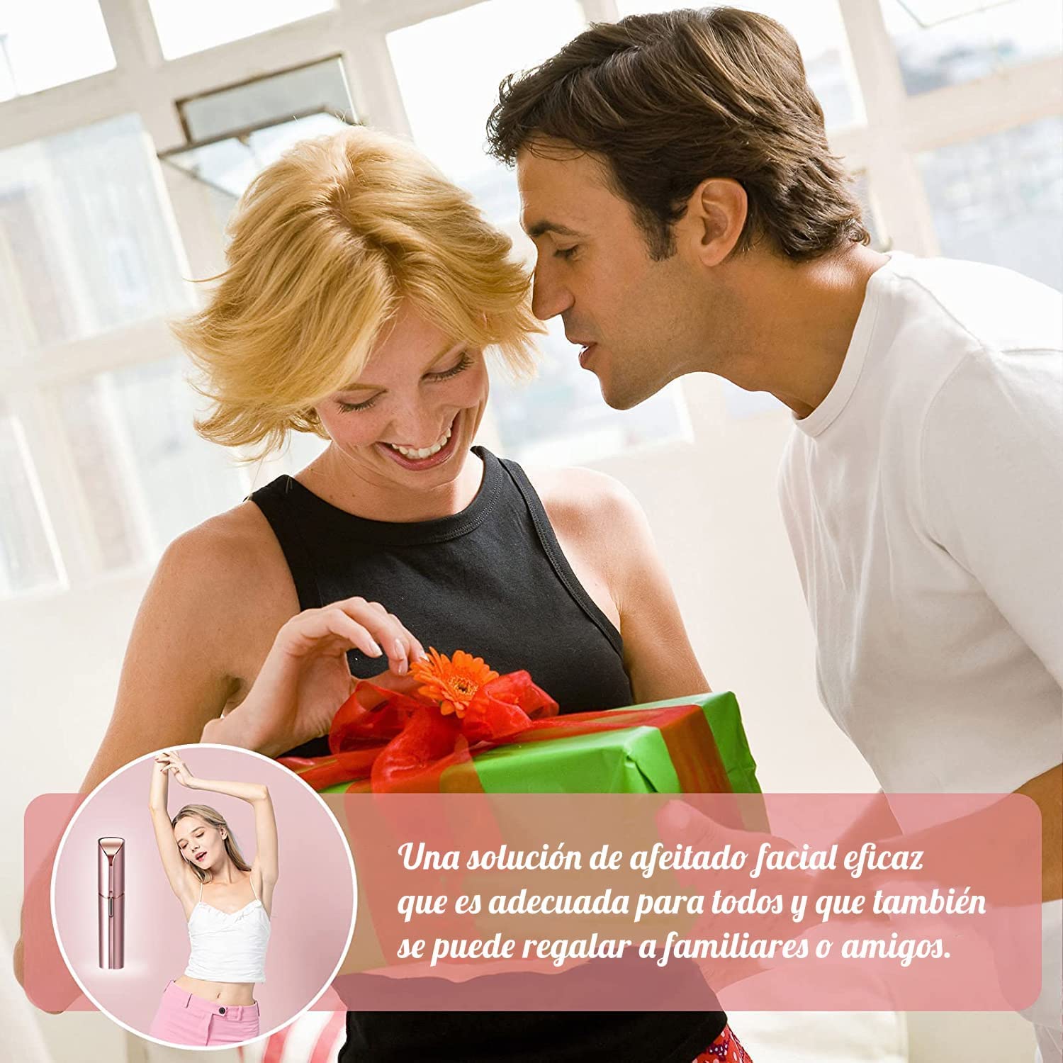 Depiladora Facial Mujer Sin Dolor, Depilador Electrico de Rostro Recargable, Depiladora Bikini, Removedor de Vello Facial para Axilas/Bigote/Barbilla/Brazos, 2 Cabezales de Repuesto Incluidos…