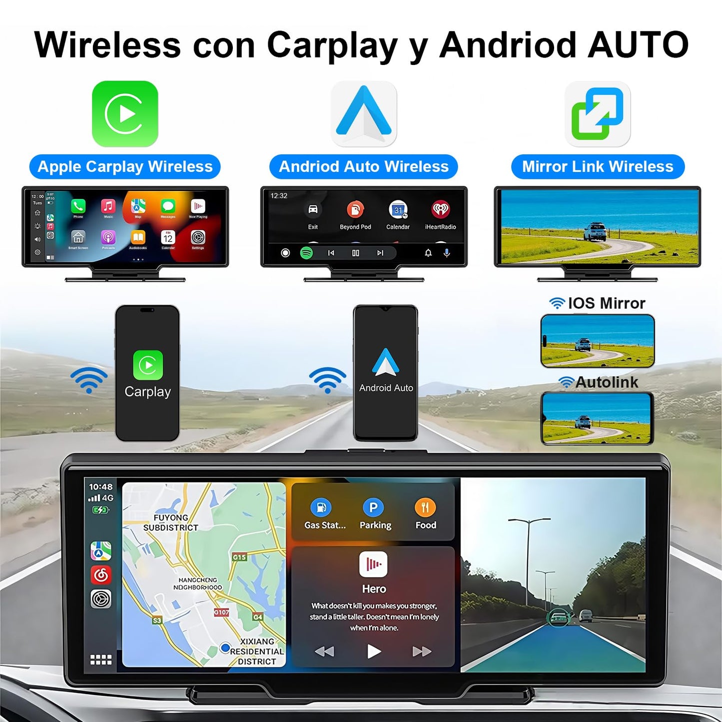 Estéreo para Automóvil de 10.3 '', Incluye Cámara Frontal 4K y Trasera