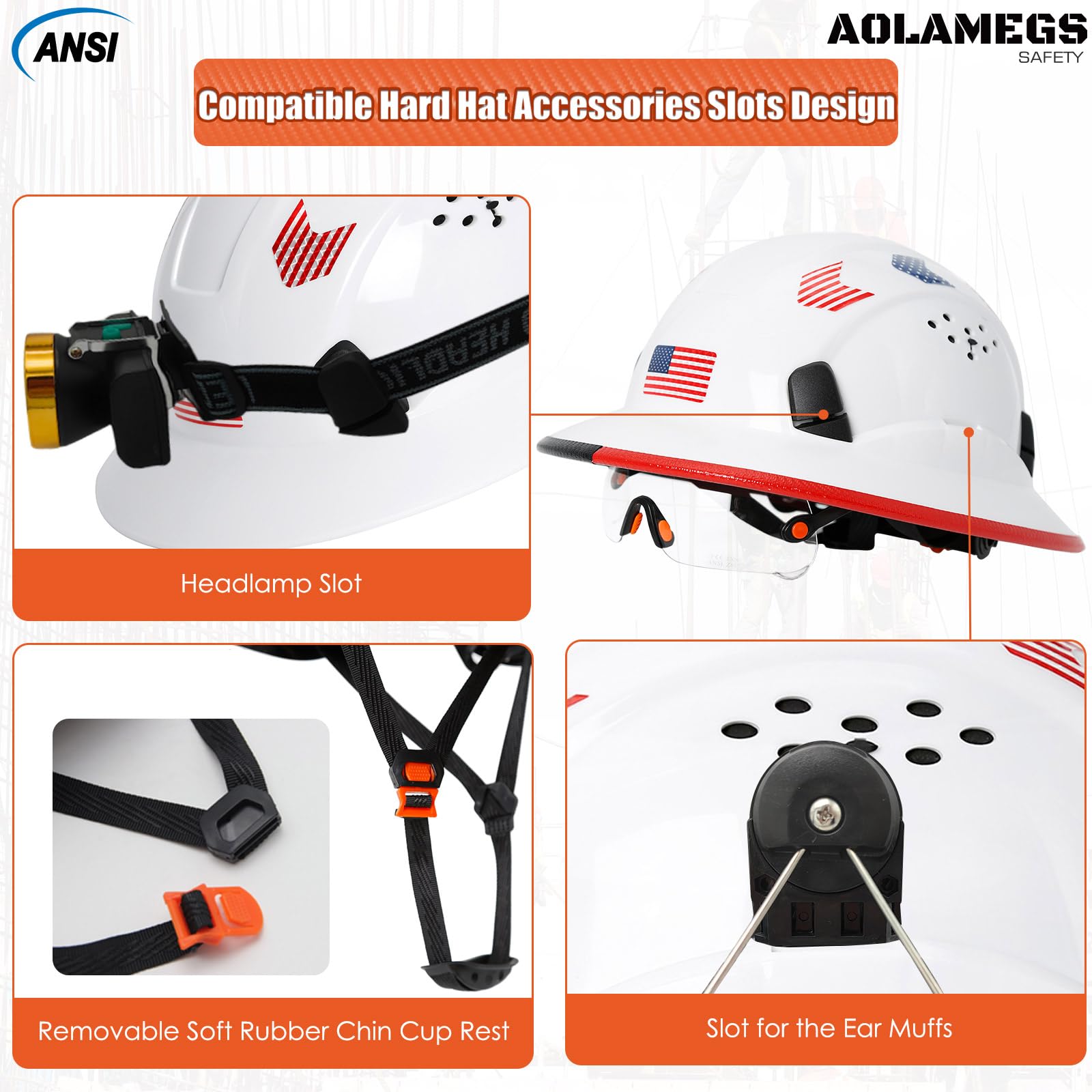 Cascos duros de borde completo con visera de construcción aprobados por OSHA - Cascos duros ventilados para hombres, Casco duro negro con correa para la barbilla, seguridad negro con visera tintada