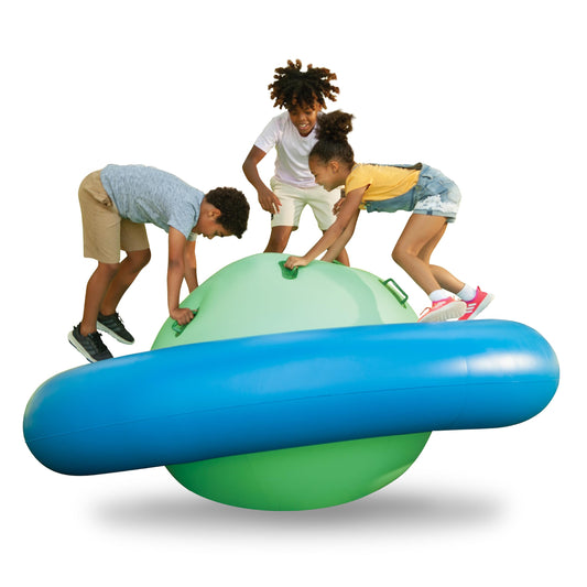 Hearthsong - Balancín inflable de 8 pies con 6 asas, equipo de juego divertido para niños, juguete gigante para actividades de juego al aire última intervensión para niños y niñas a partir de 5 años