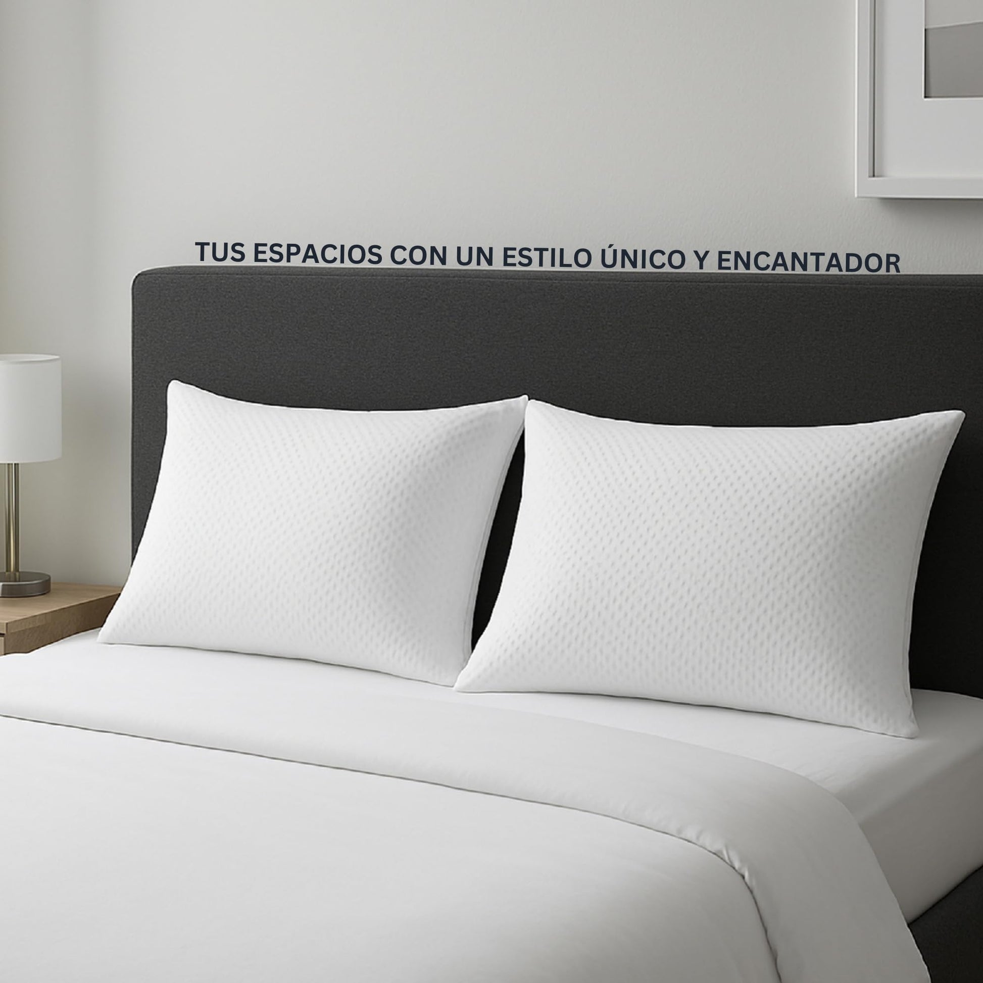 Almohadas TESSO HOME Blancas Memory Foam Semi Firmes con Microfibras de Gel