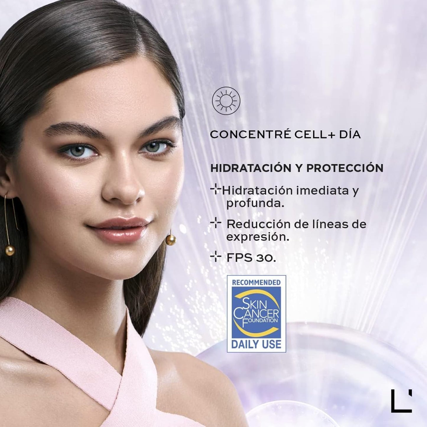 L'BEL - Concentré Cell + Día Crema para Rostro 50 g, Crema Facial Antiedad, Hidrata y Protege la Piel, Protección FPS 30, Reduce Líneas de Expresión y Arrugas, Tecnología de Acción Celular