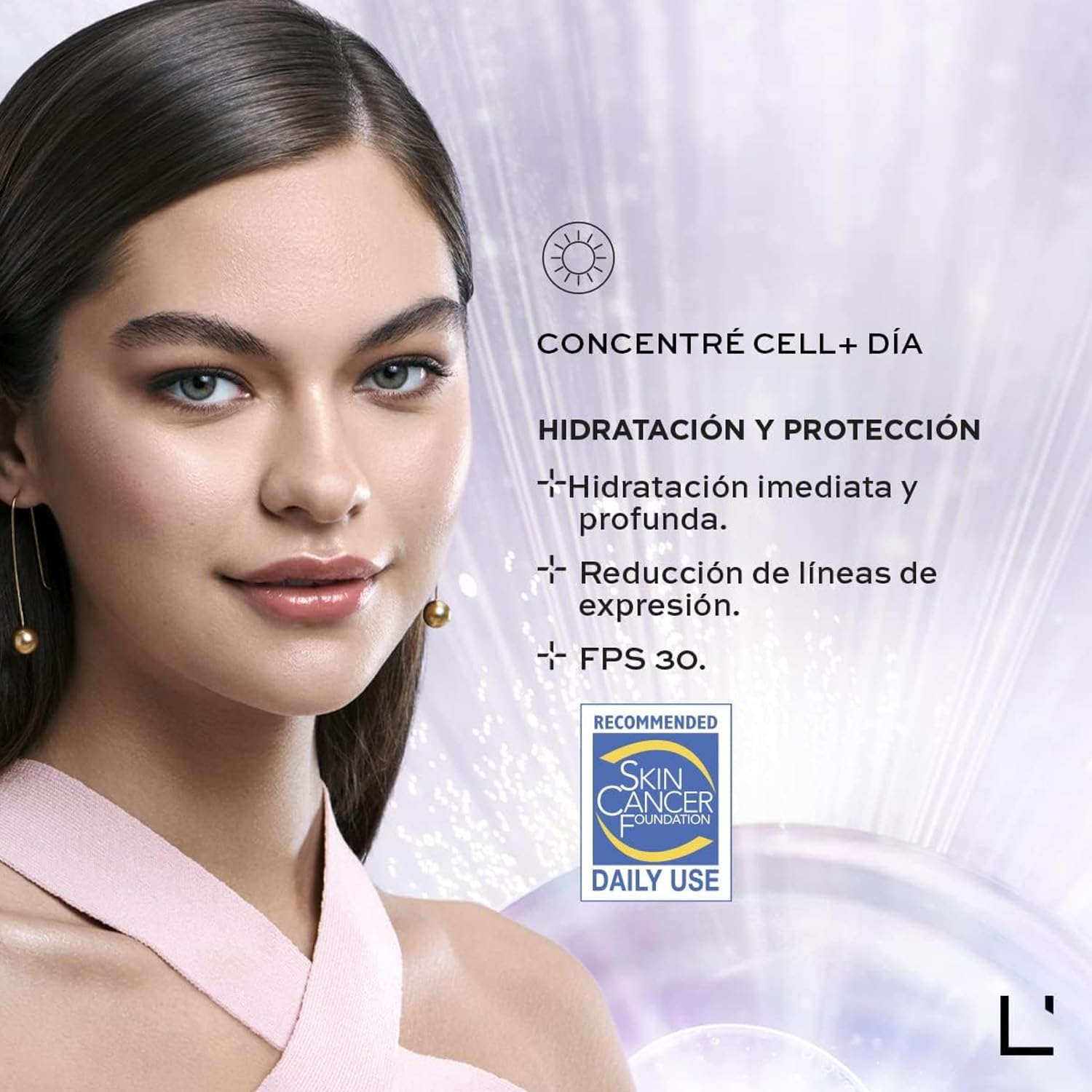 L'BEL - Concentré Cell + Día Crema para Rostro 50 g, Crema Facial Antiedad, Hidrata y Protege la Piel, Protección FPS 30, Reduce Líneas de Expresión y Arrugas, Tecnología de Acción Celular