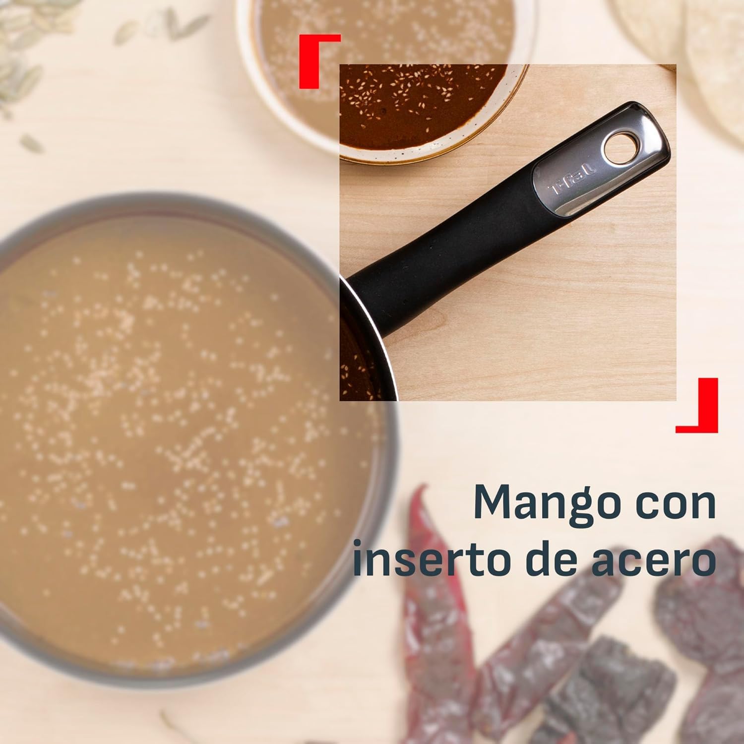 Batería de Cocina T-fal Hard Titanium Plus Negro 6 Piezas Antiadherente Duradero