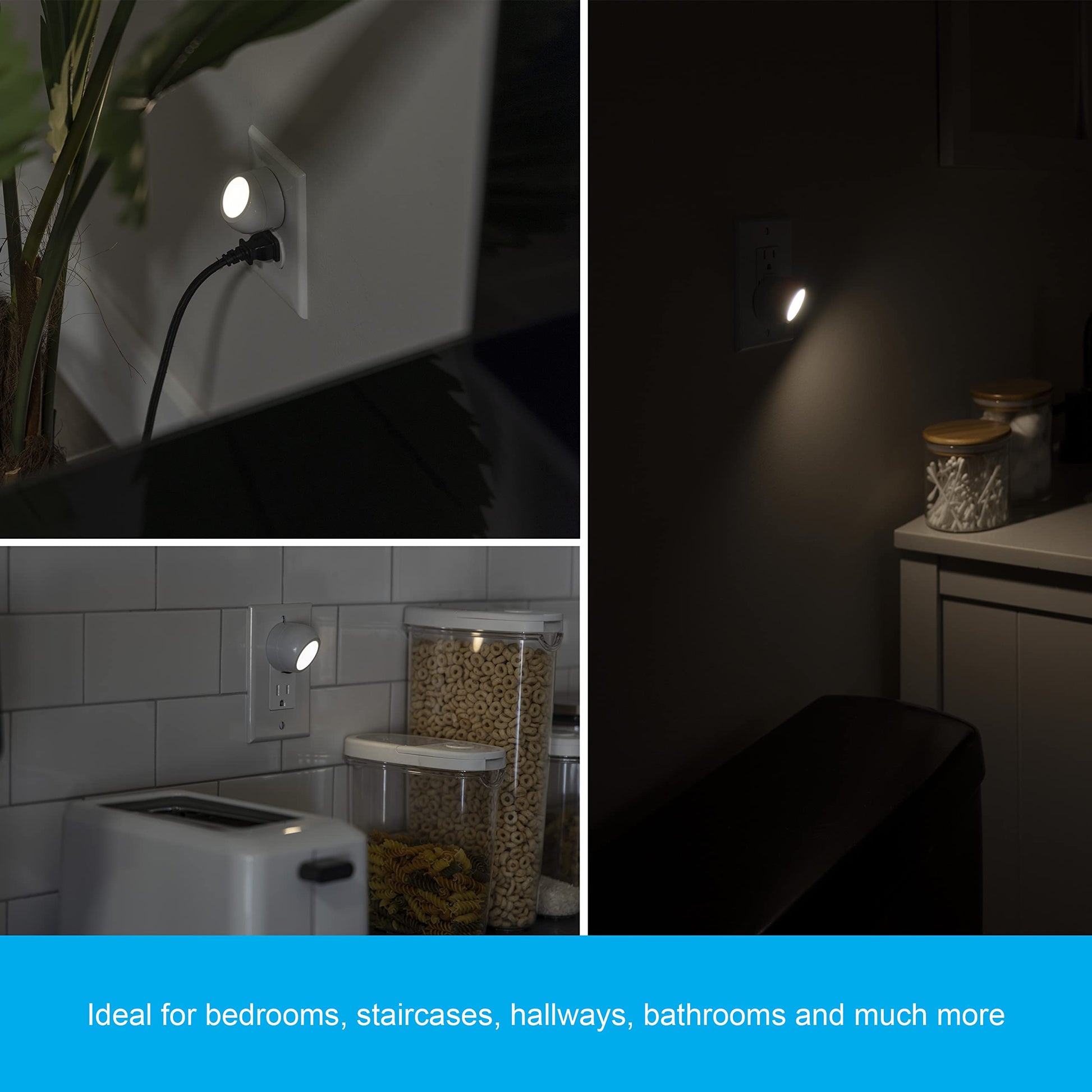 GE 30966 Luz nocturna LED con enchufe, 2 Pack- 360 Degree Light, Blanco