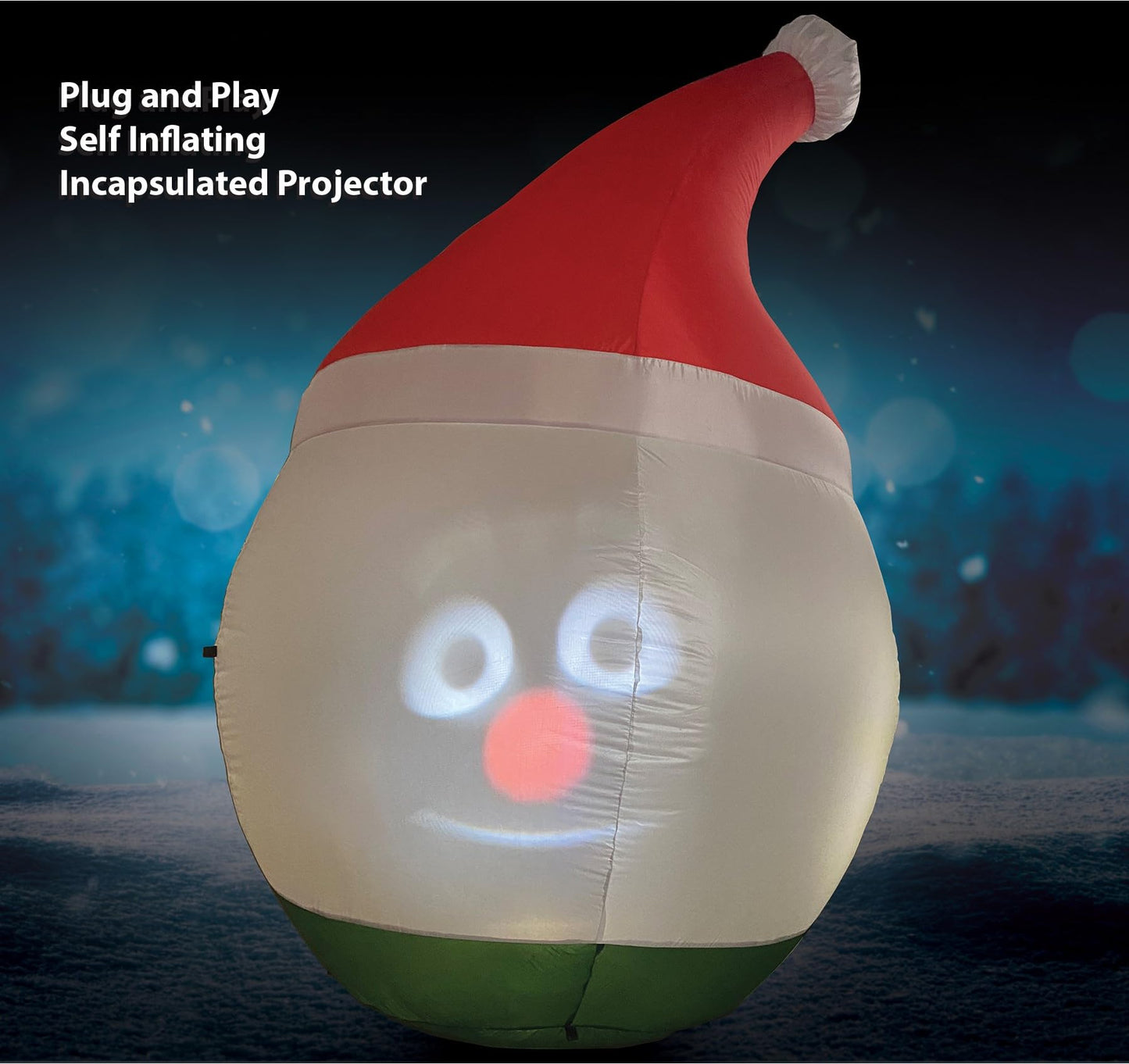 ANIMAT3D Muñeco de Nieve Inflable Inflable Mr. Chill Talking con visualización HD integrada de 56 Pulgadas y proyector Integrado + Altavoz Incluye 30 Minutos de Contenido