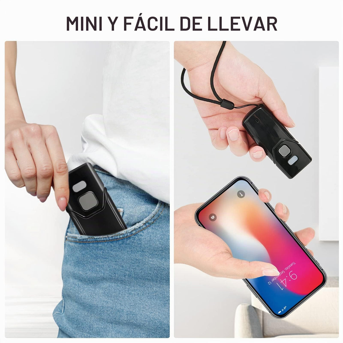 Escáner de Código de Barras JRHC Inalámbrico Bluetooth 1D 2D 3 en 1 Portátil Automático Rápido