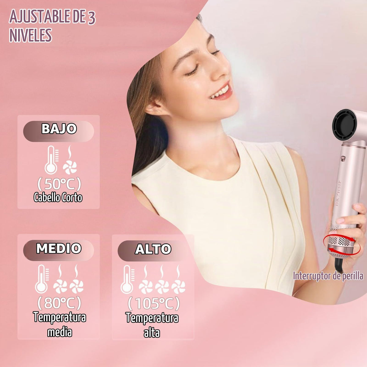 Cepillo De Aire Caliente AVENHO Negro 5 En 1 Con Tecnología De Iones Negativos Para Secar, Rizar Y Peinar