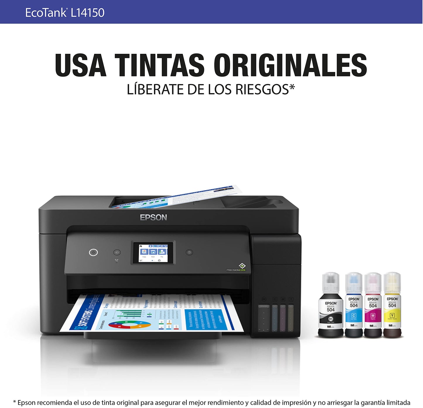 Epson Multifuncional Ecotank L14150 Duplex, Tanque de Tinta a Color para Negocio con ADF para Formato Ancho, Wi-Fi Direct - Ethernet, Fax
