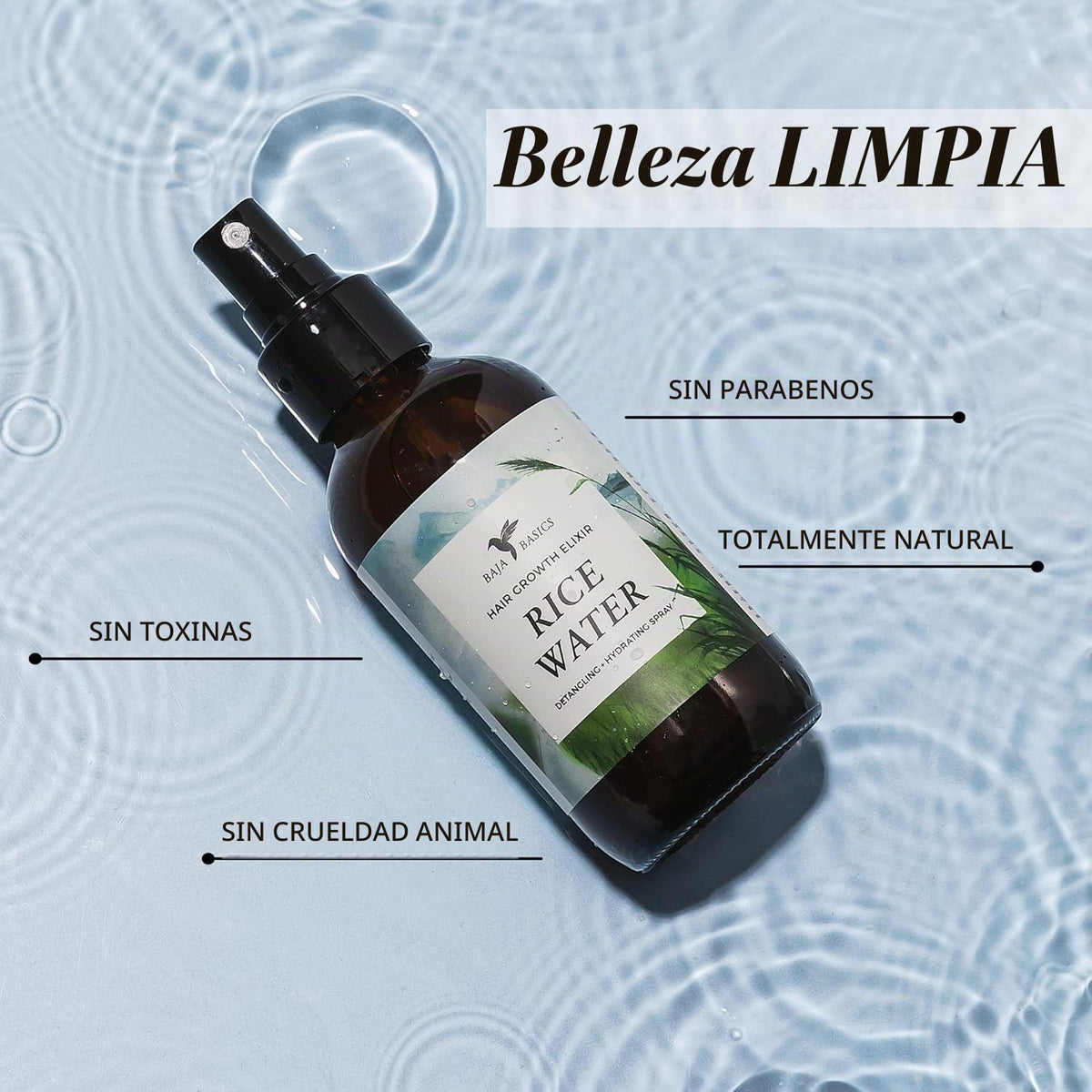 Spray Capilar Agua de Arroz para el Crecimiento del Cabello, 120 ml