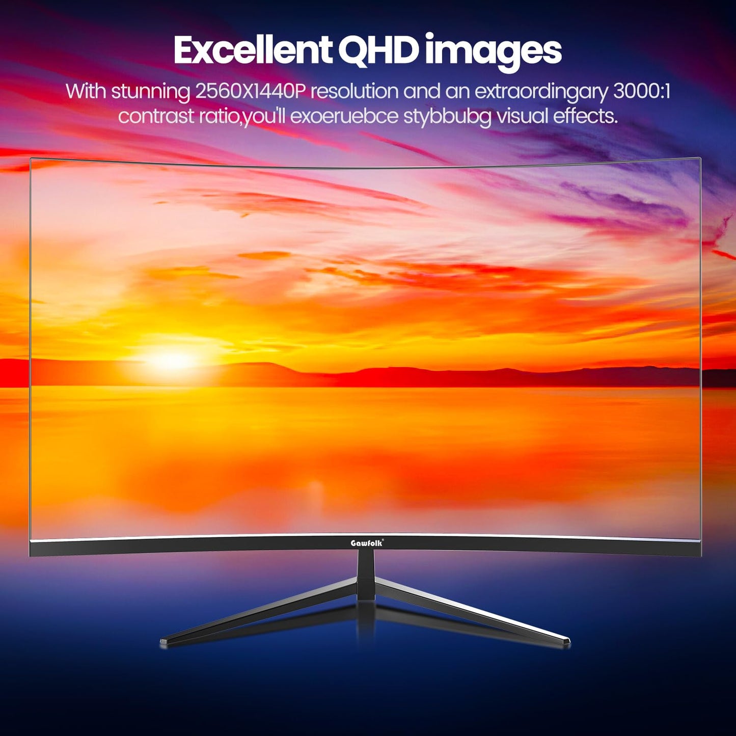 Gawfolk Monitor de Computadora Curvo de 32 Pulgadas QHD (2560 x 1440) 2K 1500R 75HZ VA Para Hogar, Oficina y Dormitorio