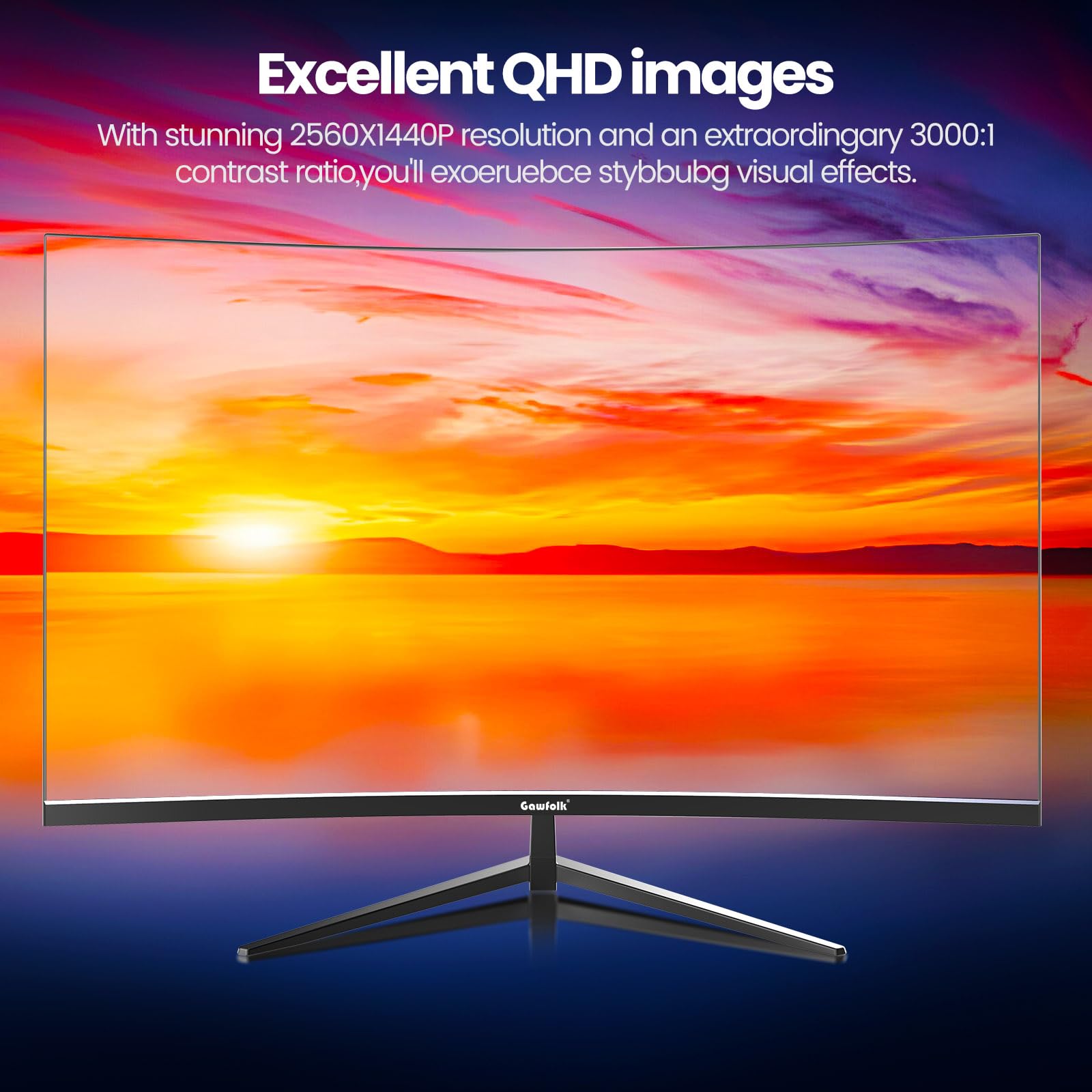 Gawfolk Monitor de Computadora Curvo de 32 Pulgadas QHD (2560 x 1440) 2K 1500R 75HZ VA Para Hogar, Oficina y Dormitorio