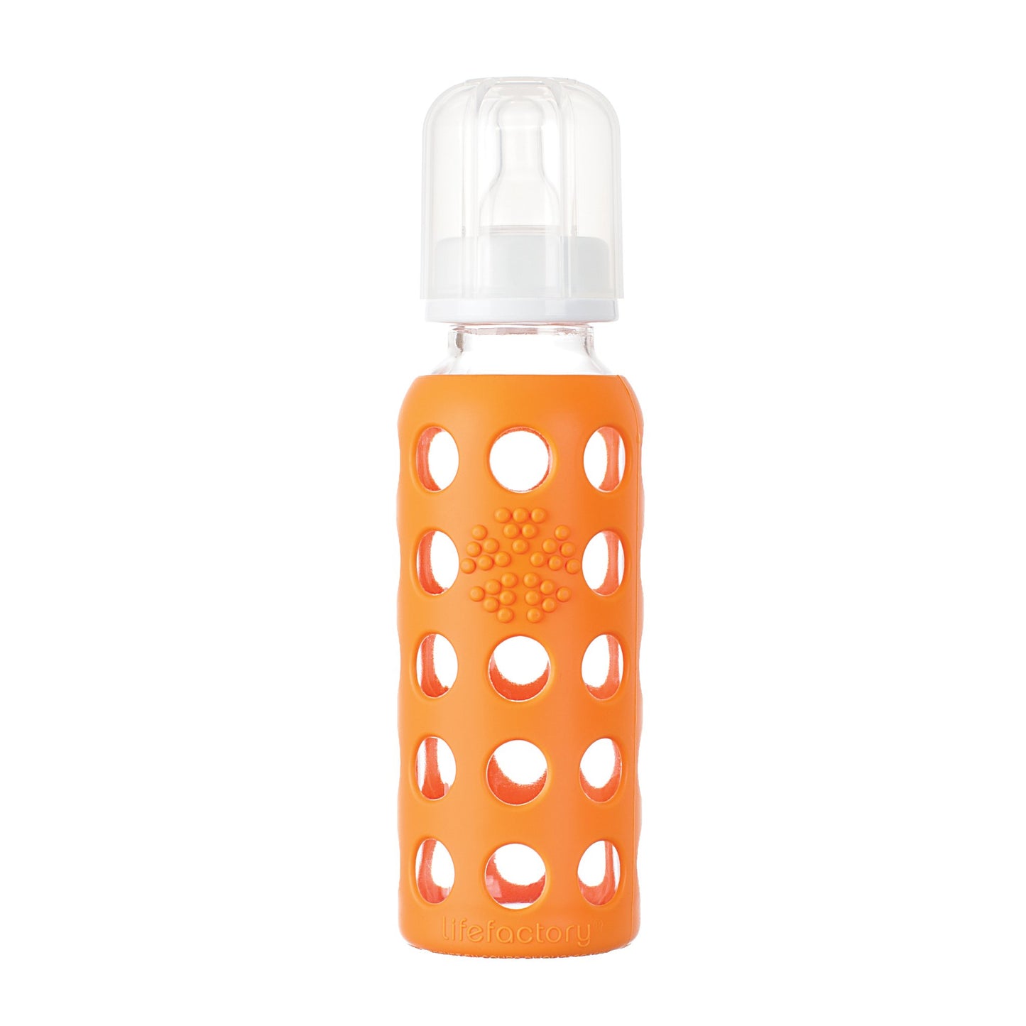Lifefactory Biberón de vidrio para bebé con funda de silicona Anaranjado 266.16ml (9oz)