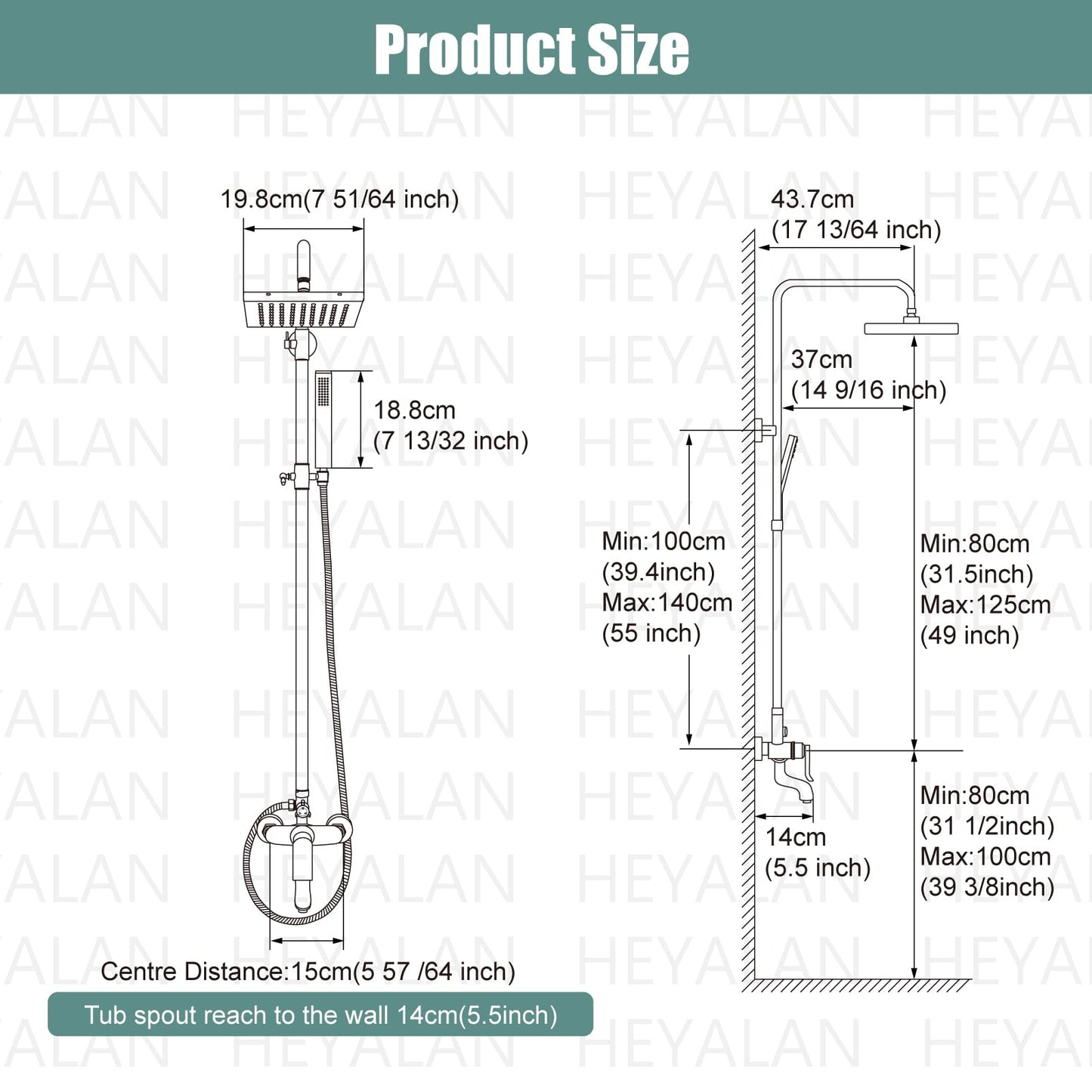 Sistema de Ducha Negro Mate Triple Función con Cabezal Giratorio de 20.3 cm y Ducha de Mano Ajustable