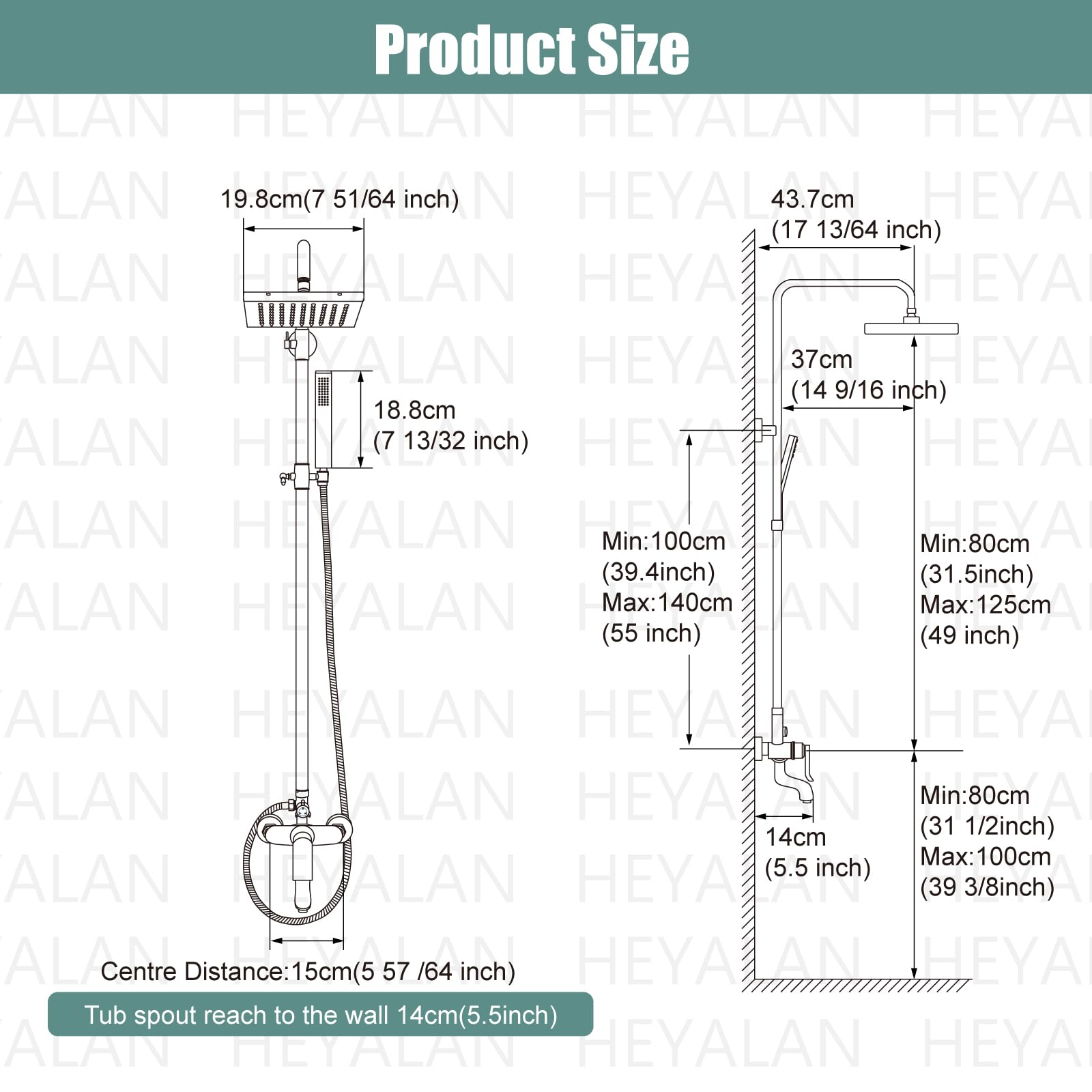 Sistema de Ducha Negro Mate Triple Función con Cabezal Giratorio de 20.3 cm y Ducha de Mano Ajustable