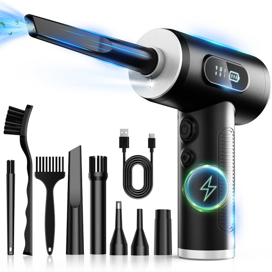 Duster-3 Gear - Plumero Eléctrico Ajustable de 100000 RPM Con Luz LED, Soplador Inalámbrico Recargable para Teclado y Dispositivos Eléctricos de Limpieza, Sustituye a Latas de Aire