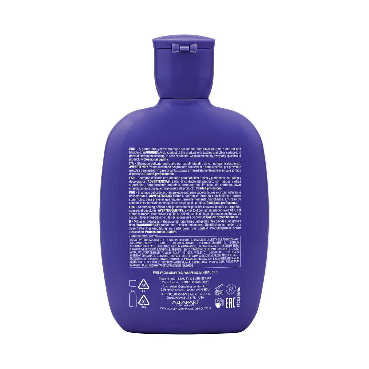 Anti-Yellow Low Shampoo - Champú delicado neutralizador de reflejos amarillentos para el cabello rubio y silver