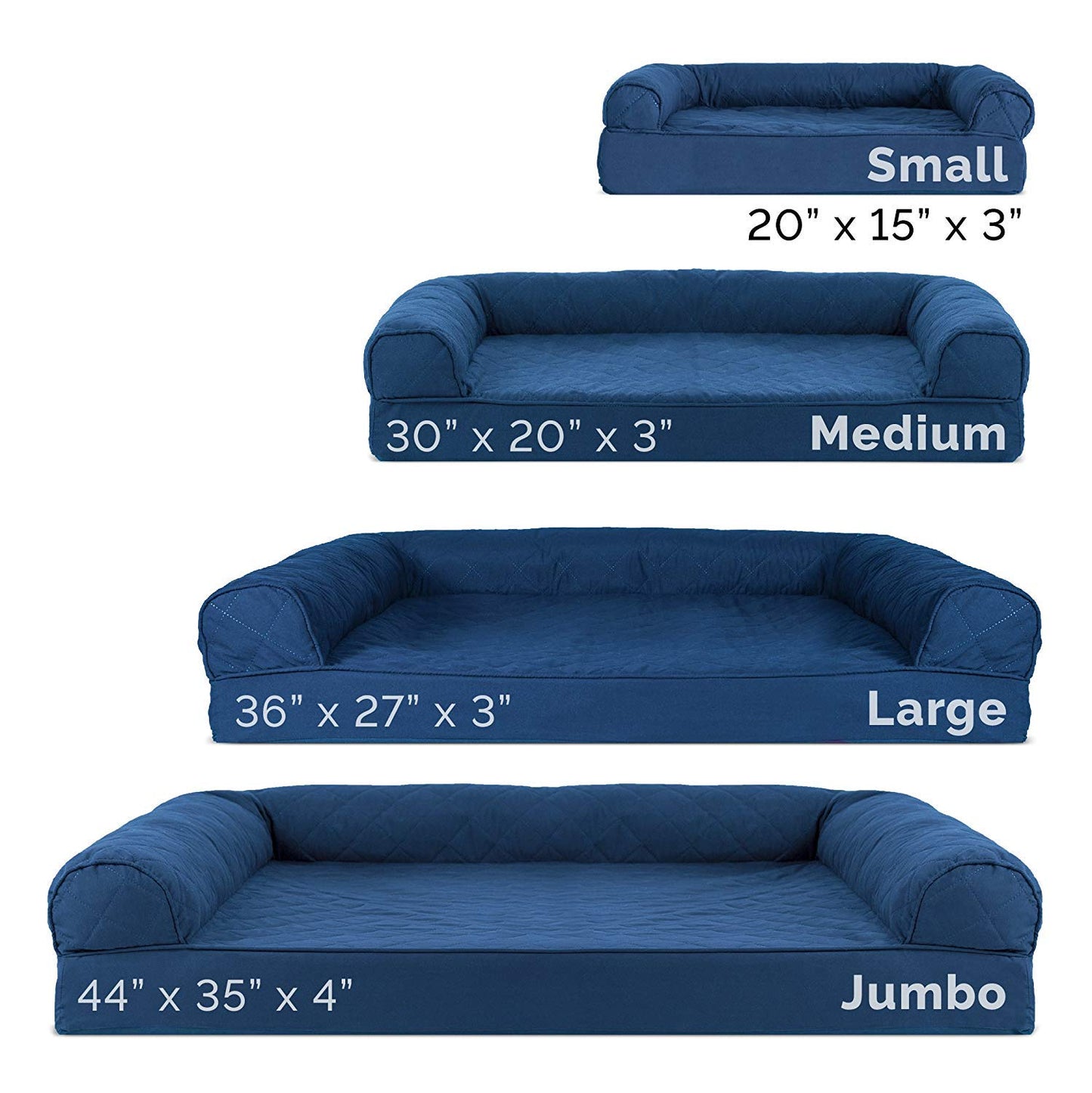 Furhaven Pet - Sofá cama para perros y gatos FurHaven de espuma viscoelástica ortopédico acolchado para perros y gatos, azul marino, jumbo