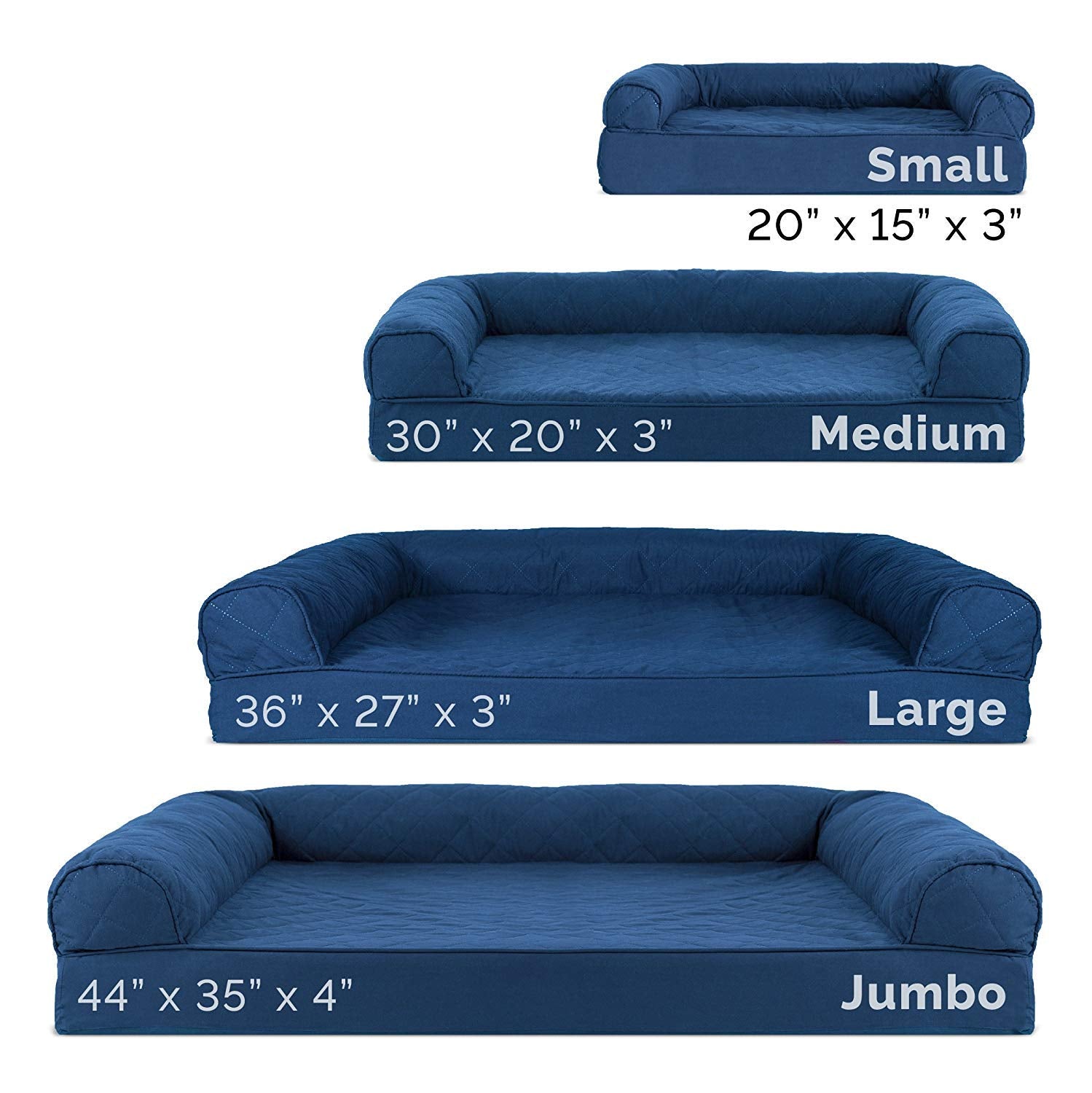 Furhaven Pet - Sofá cama para perros y gatos FurHaven de espuma viscoelástica ortopédico acolchado para perros y gatos, azul marino, jumbo
