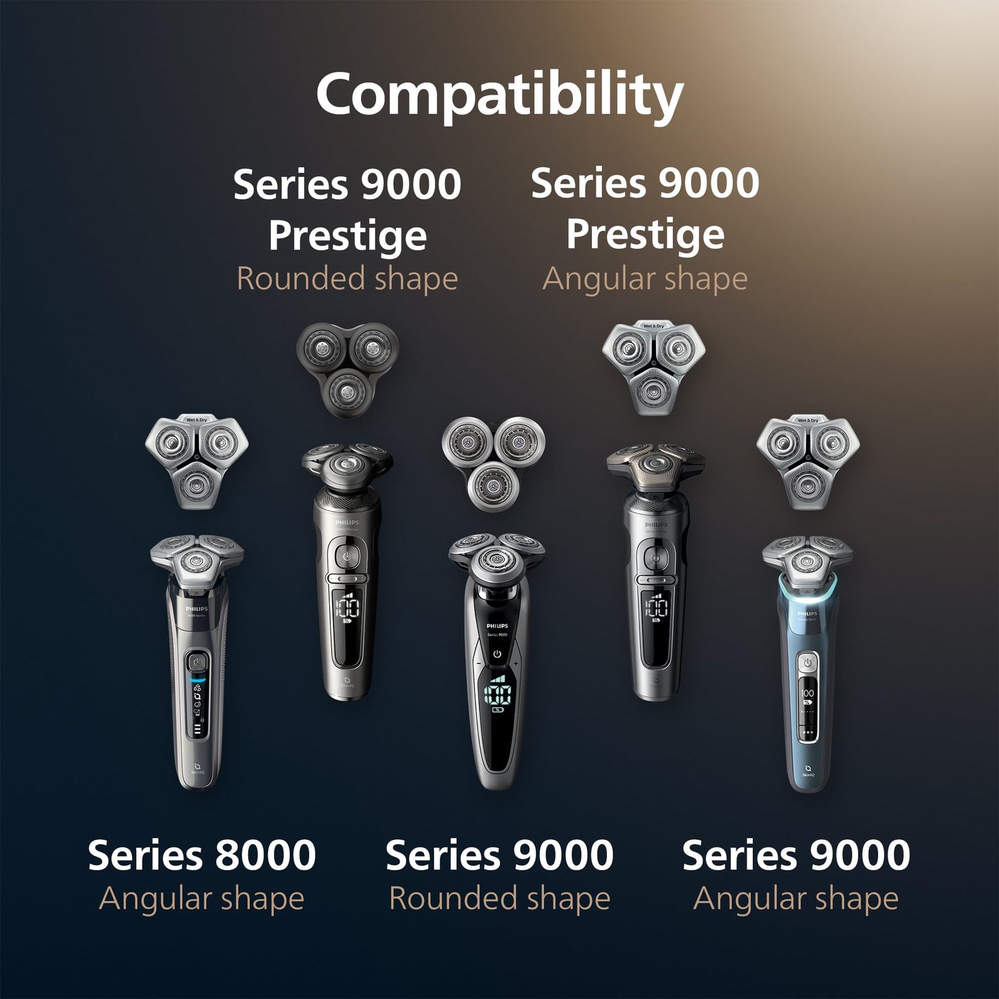 Philips Norelco Cabezal de afeitado para afeitadora serie 9000, SH91/52