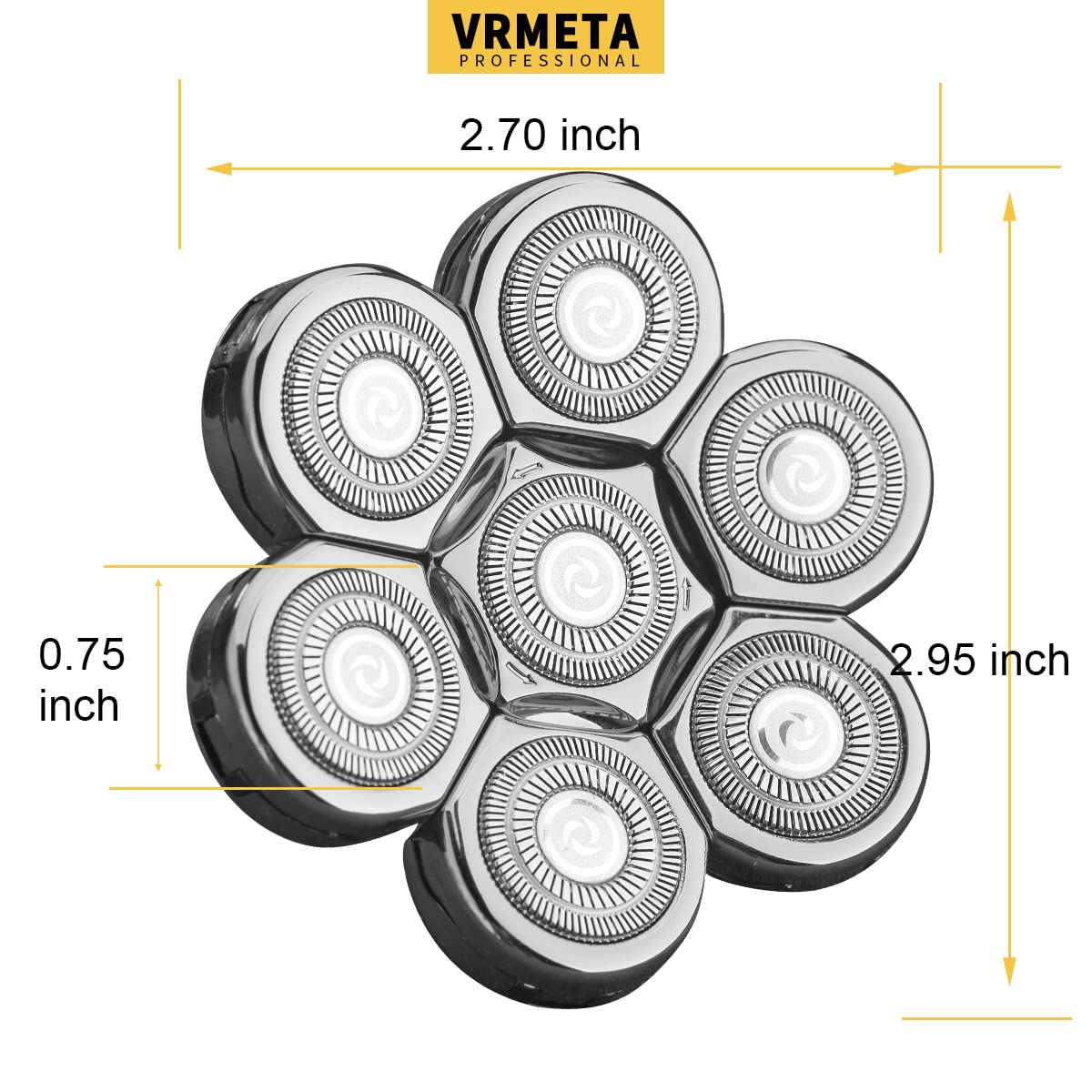 Cabezales De Repuesto VRMETA Plata Cuchillas Afiladas Para Afeitadora Rotativa Eléctrica 7 Cabezas
