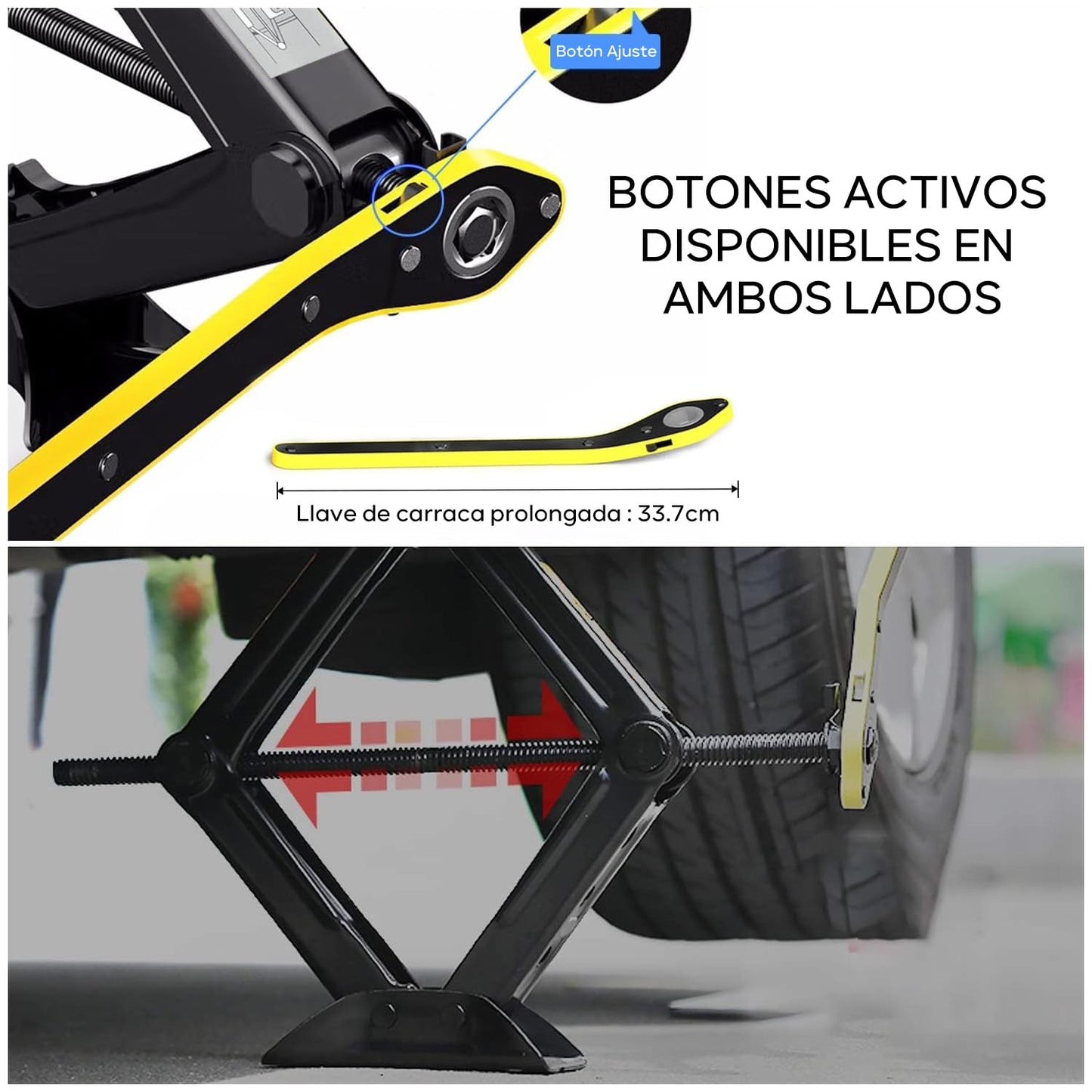Gato Hidráulico 2 Toneladas - Herramienta Profesional para Taller Mecánico, Reparación de Autos y Camiones, Kit de Herramienta para Neumático SUV,RV y MPV