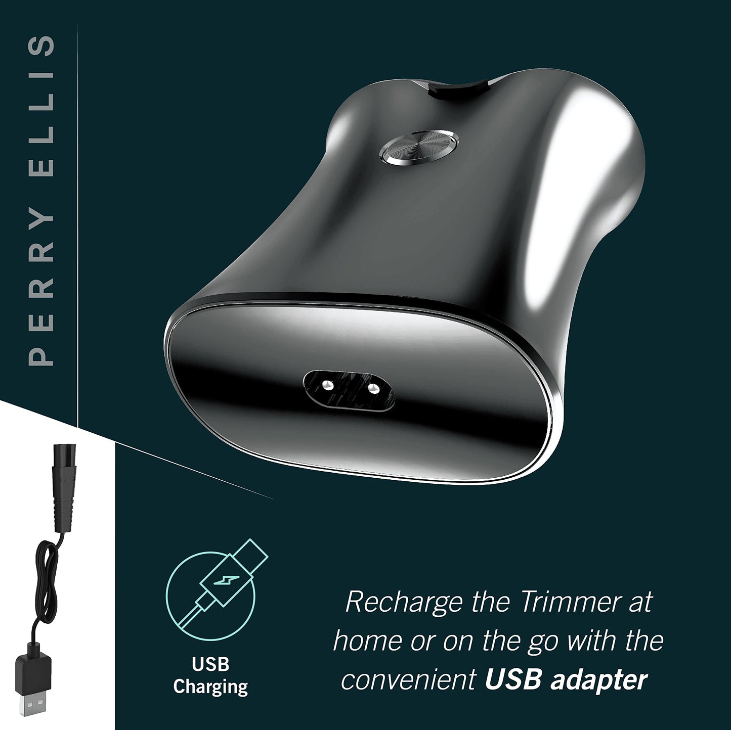 Perry Ellis Afeitadora Eléctrica para Hombre Con Cuchillas Giratorias Gemelas, Inalámbrica Portátil, Navaja Eléctrica de Viaje para Cara de Hombre, Afeitadora Recargable Usb, Cabezales de Afeitar Flot