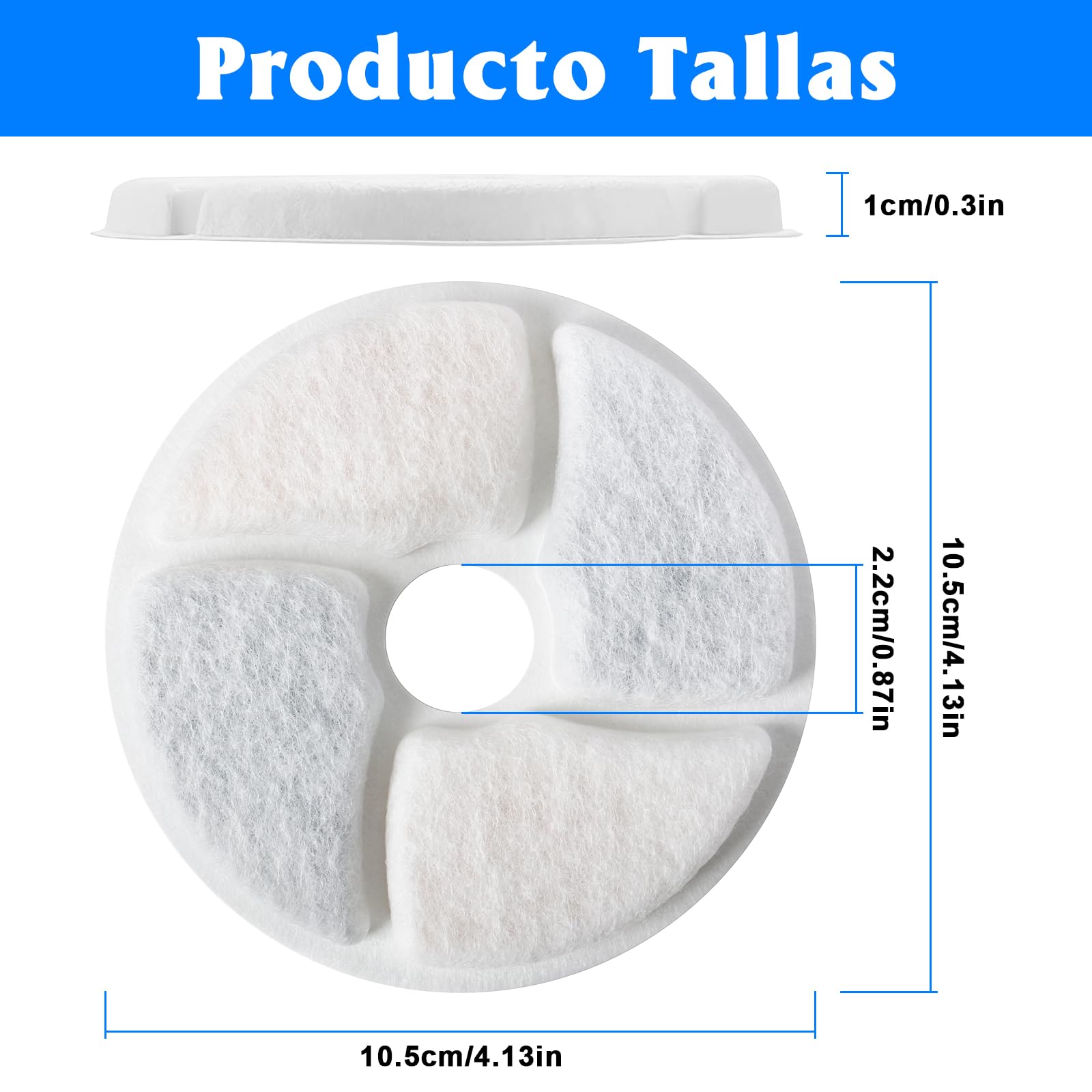 Filtros para Fuente de Gatos YINGDIHUT Blanco con Resina y Carbón Activo 6 Piezas