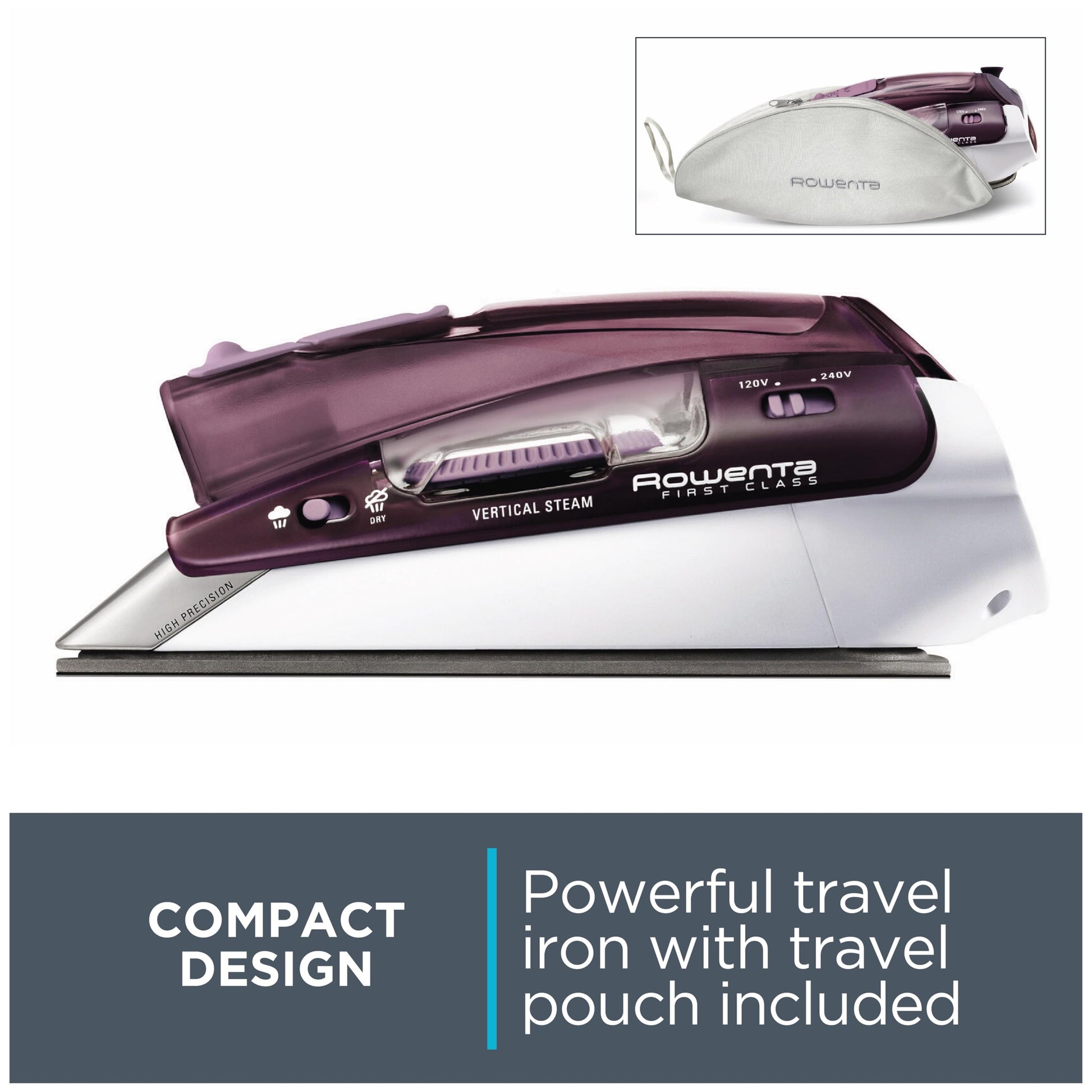 Plancha de Vapor Vertical Rowenta Morada con Punta de Precisión Modelo DA1560U2