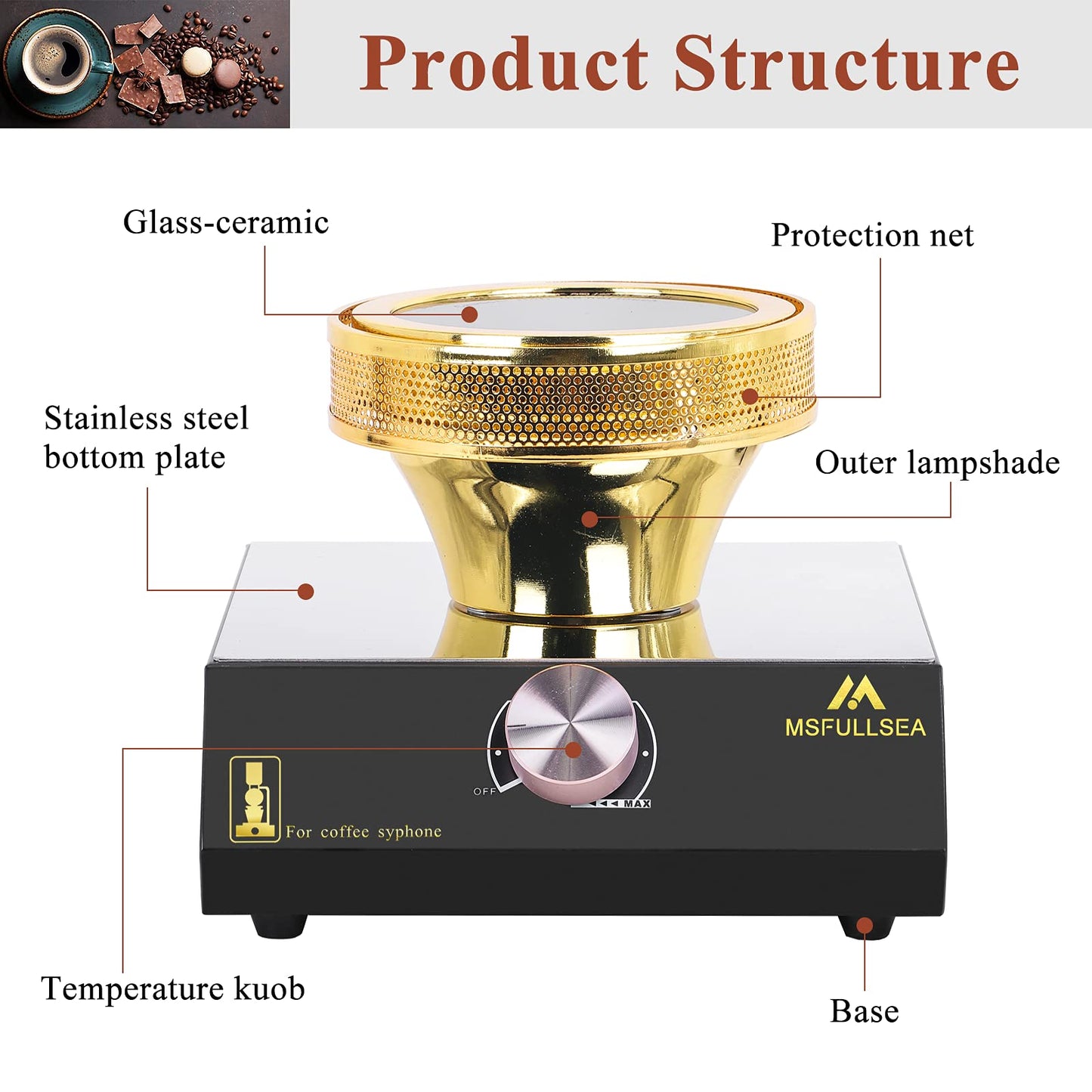 Quemador Halógeno Msfullsea Cafetera Syphon 110 V