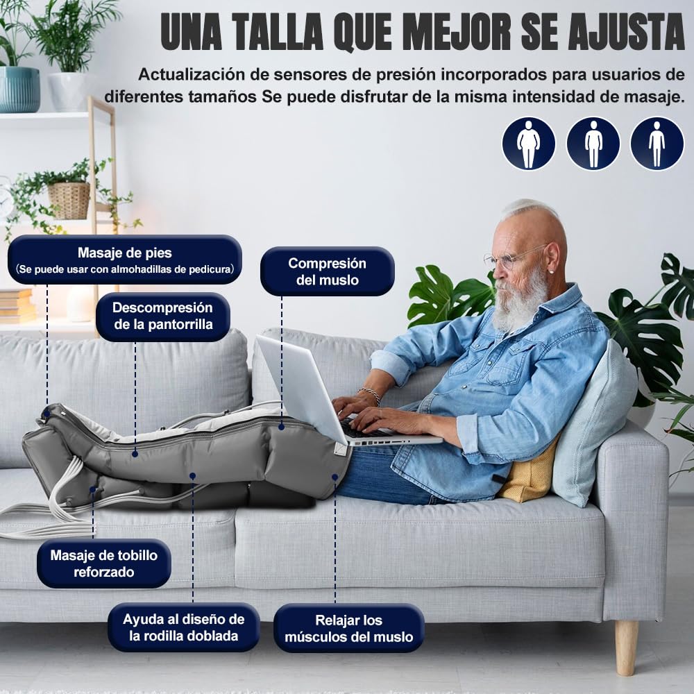 Gopnaty Masajeador de Piernas, Ayuda a Relajar Las Piernas, Botas de Compresion Fisioterapia, Aire Compresión Pierna Masajeador, Masaje de Muslo de Pies de Pantorrilla