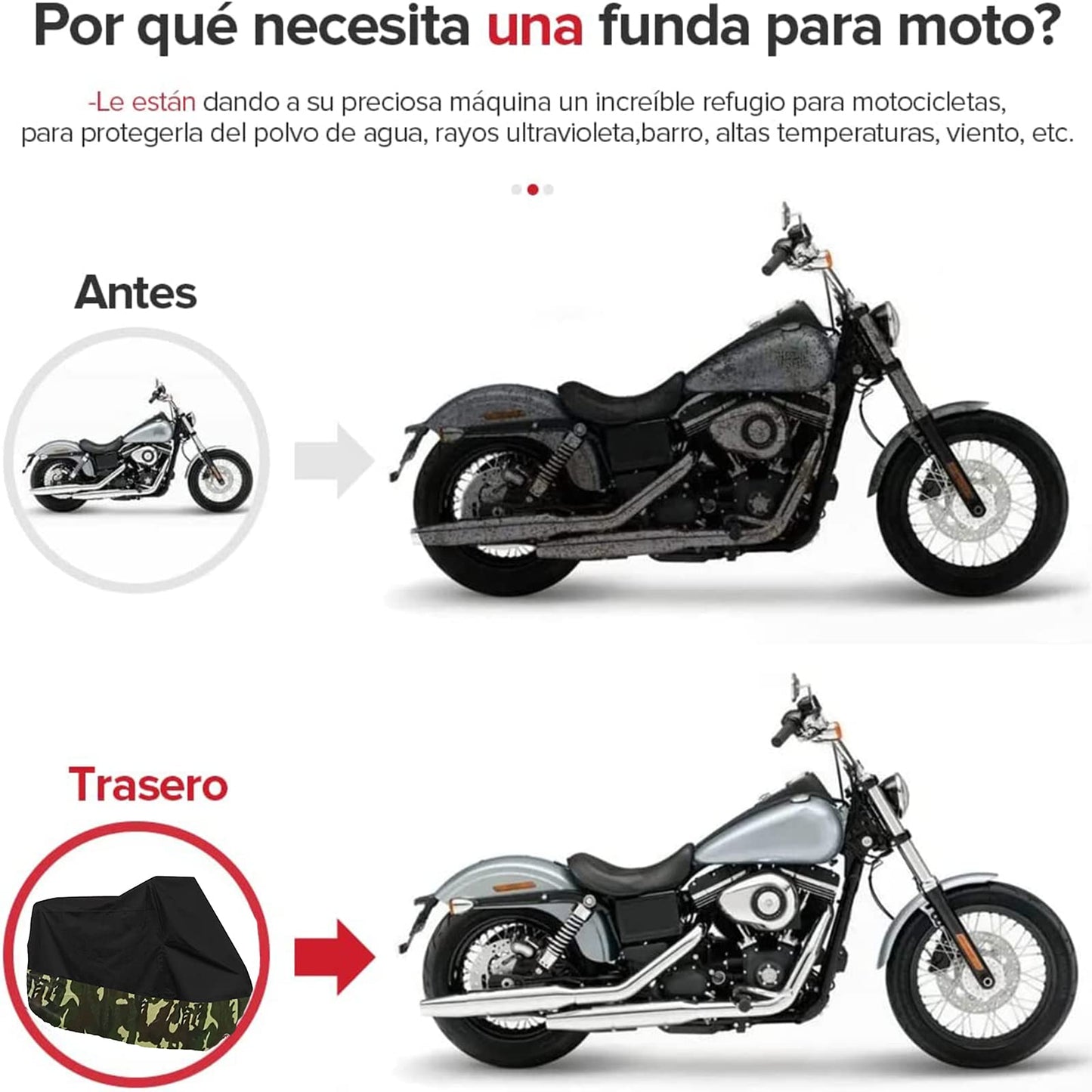 Cubierta Impermeable para Motocicletas, Funda para Moto Impermeable, 190T Tela Oxford Cubierta de Motocicleta, protección contra el Polvo, escombros, Lluvia y Clima, para Harley,Honda,Yamaha, Suzuki