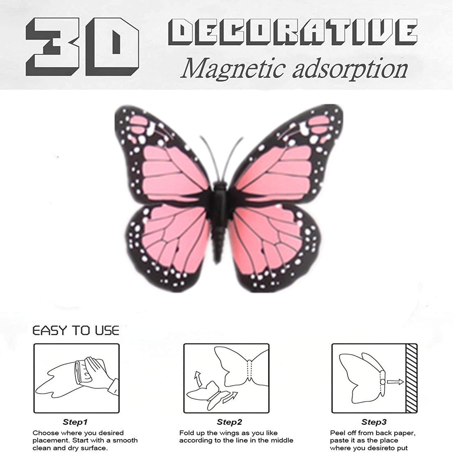 Pegatinas de pared con mariposas 3D, decoración magnética artificial, decoración de fiesta, habitación o cuarto de bebé, calcomanía de pared