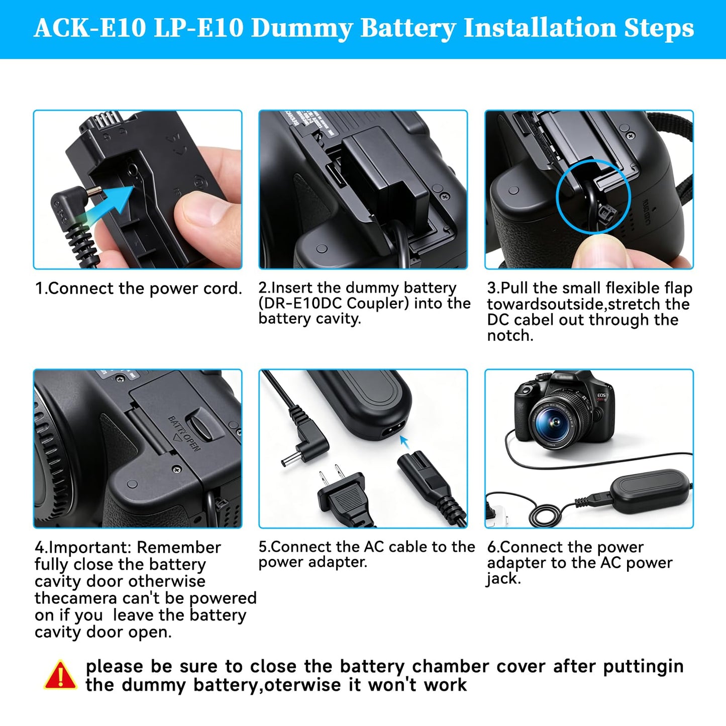 Partstec ACK-E10 AC Power Adapter and DR-E10 Camera Battery Charger Kit (Canon LP-E10 Battery Replacement) for Canon EOS Rebel T5i, T4i, T3i, T2i, 700D